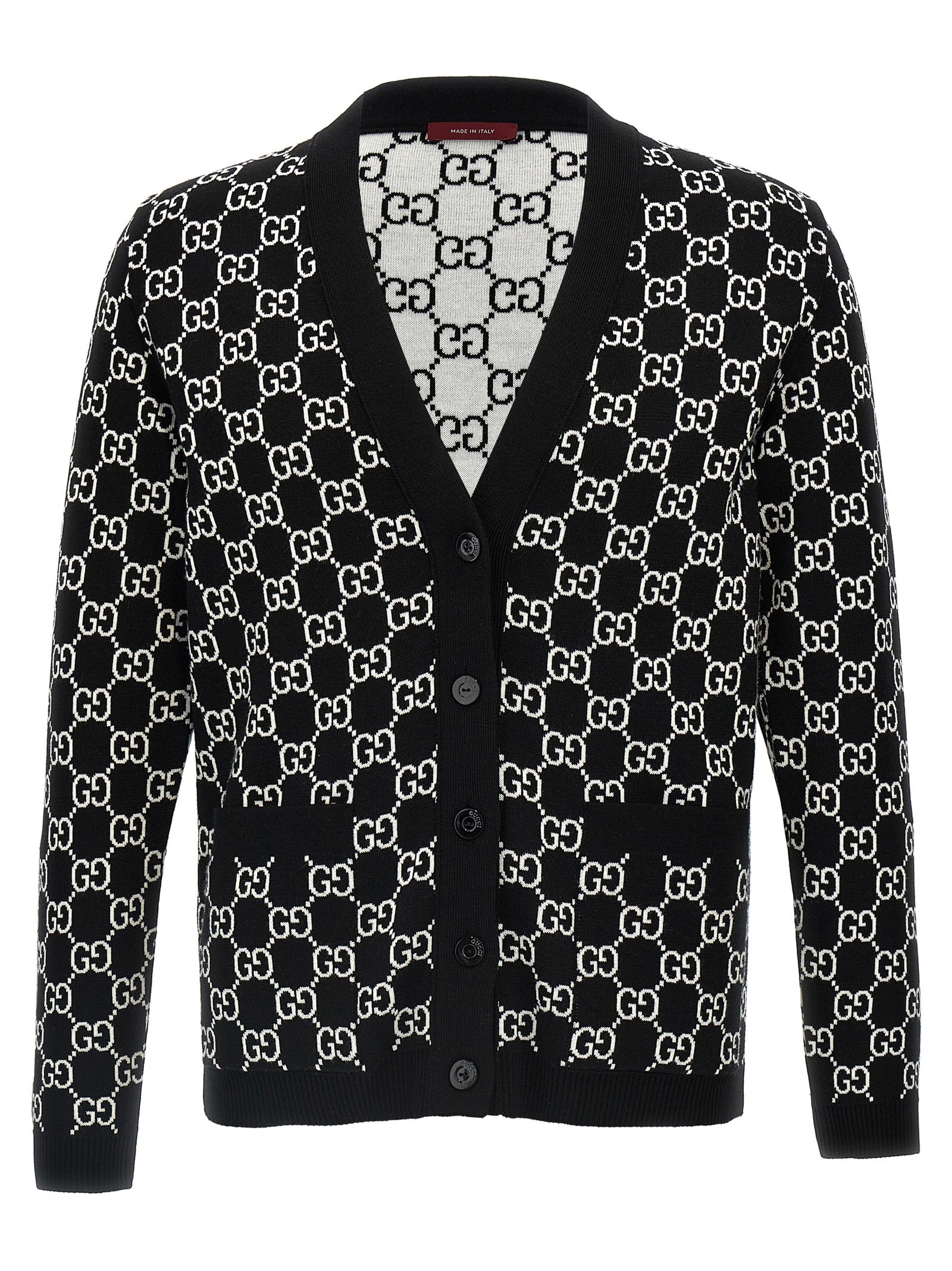 Gucci White Black Wool Reversible Cardigan
