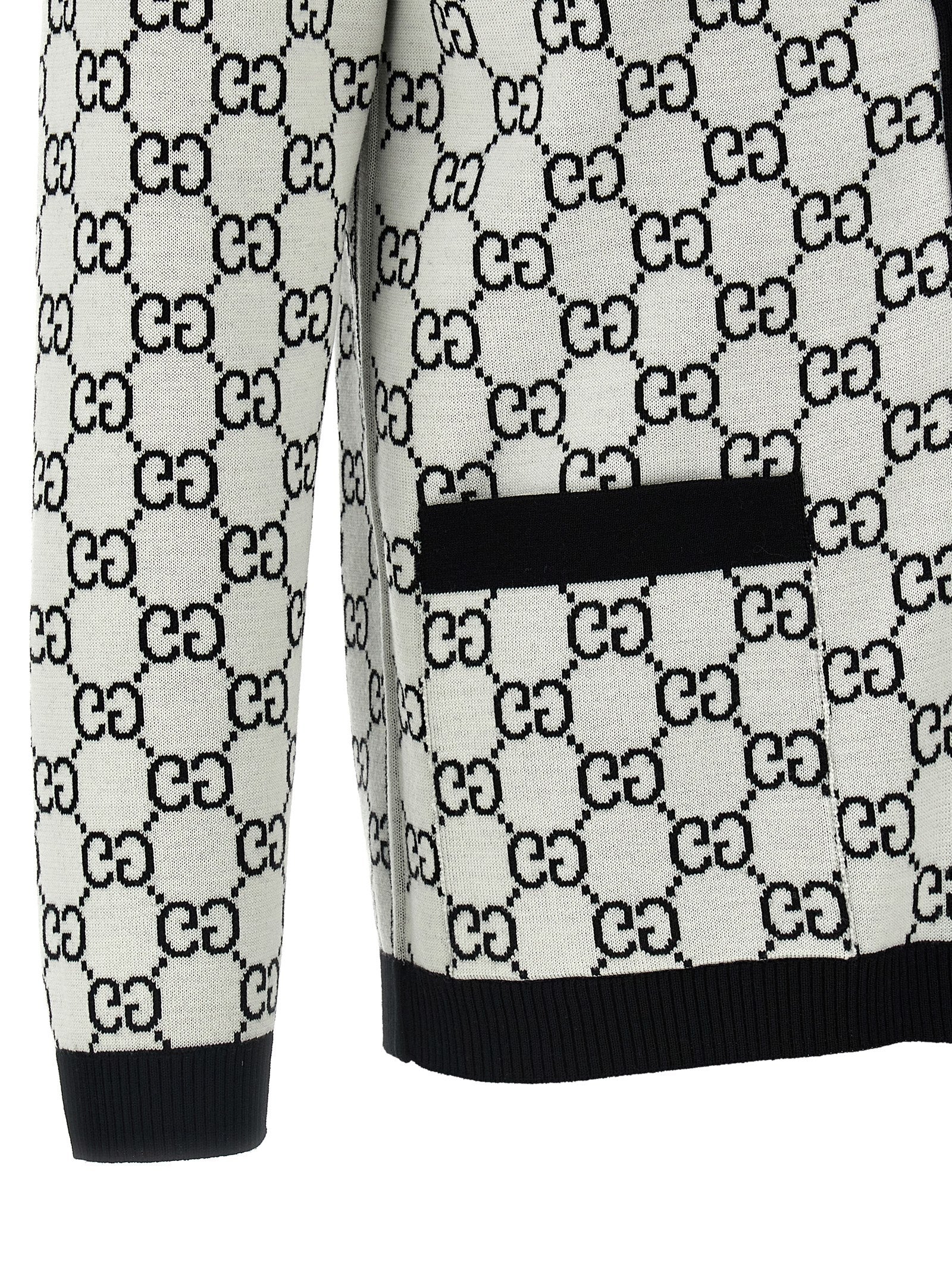 Gucci White Black Wool Reversible Cardigan