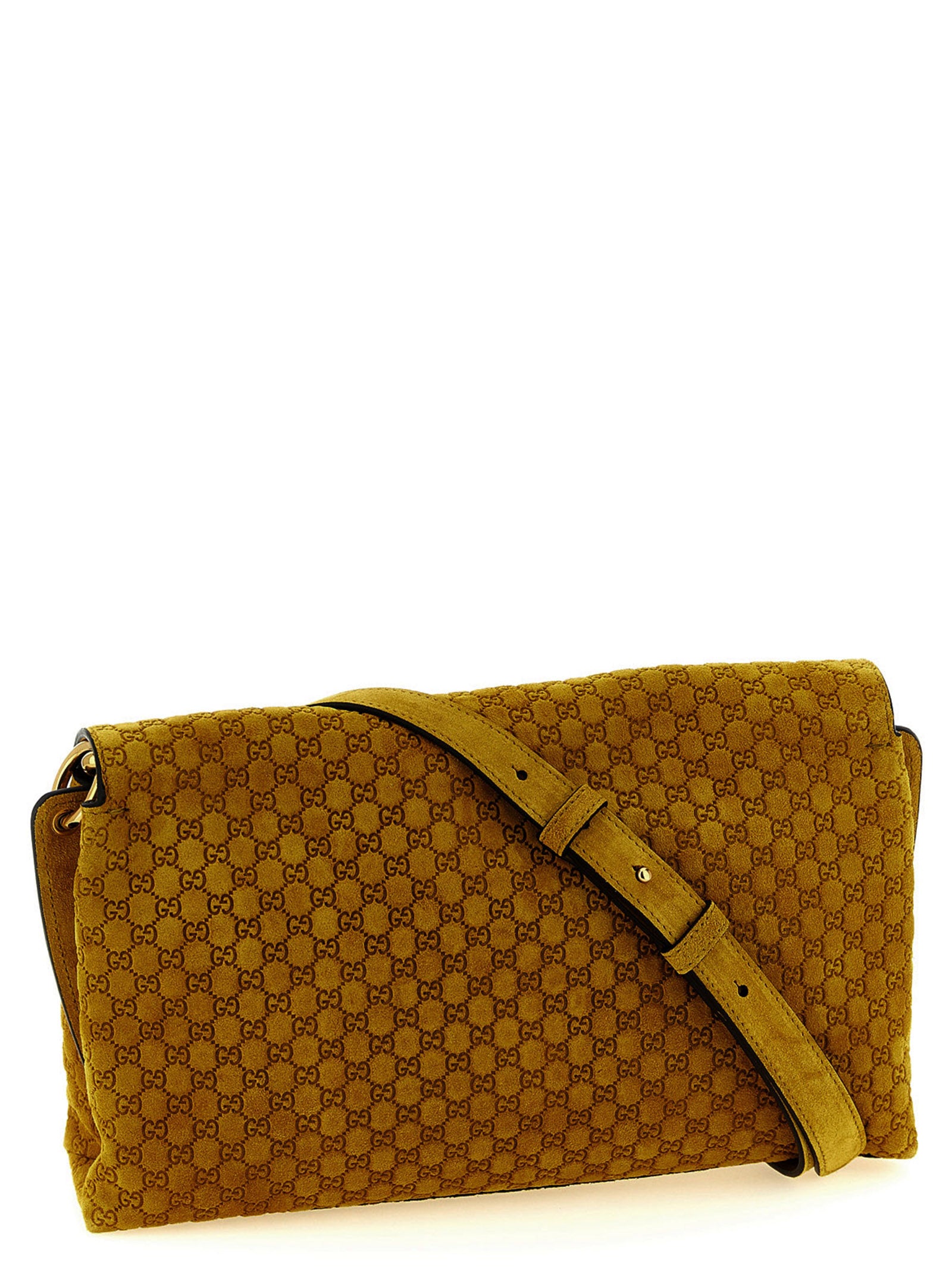 Gucci Yellow Medium Suede Shoulder Bag Calf Leather