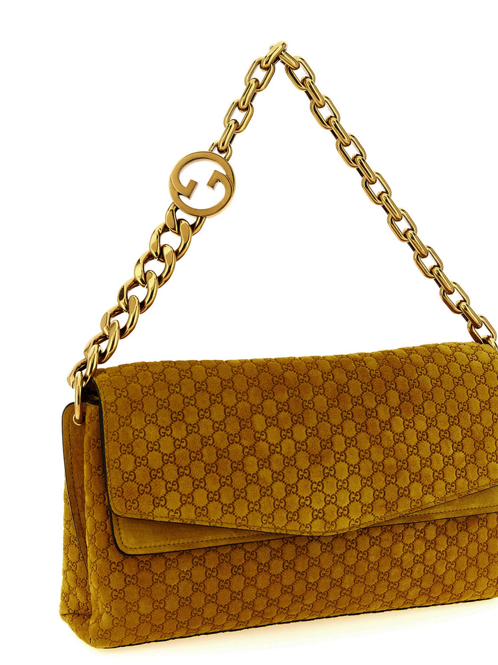 Gucci Yellow Medium Suede Shoulder Bag Calf Leather