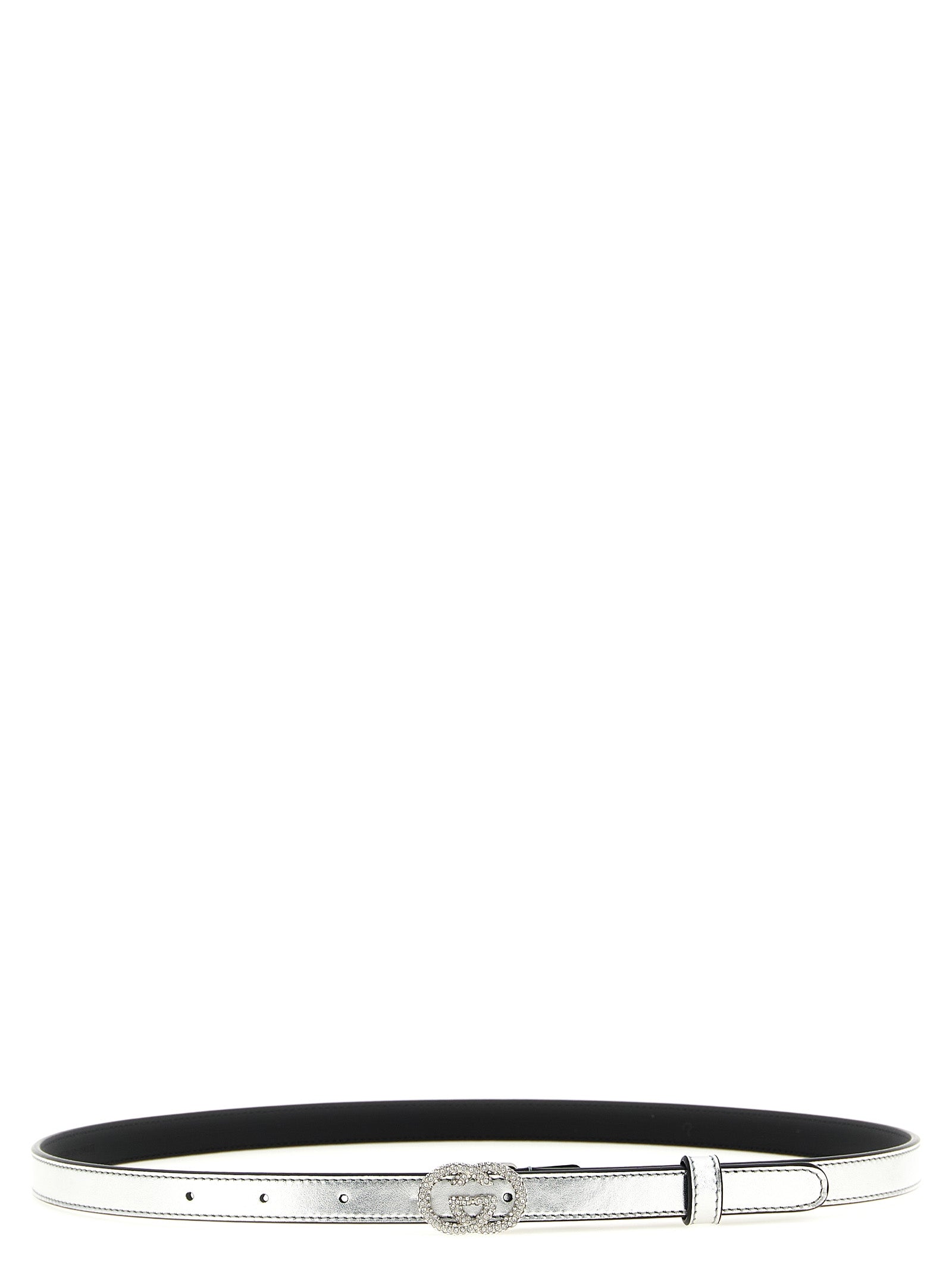 Gucci Silver Thin Belt Calf Leather