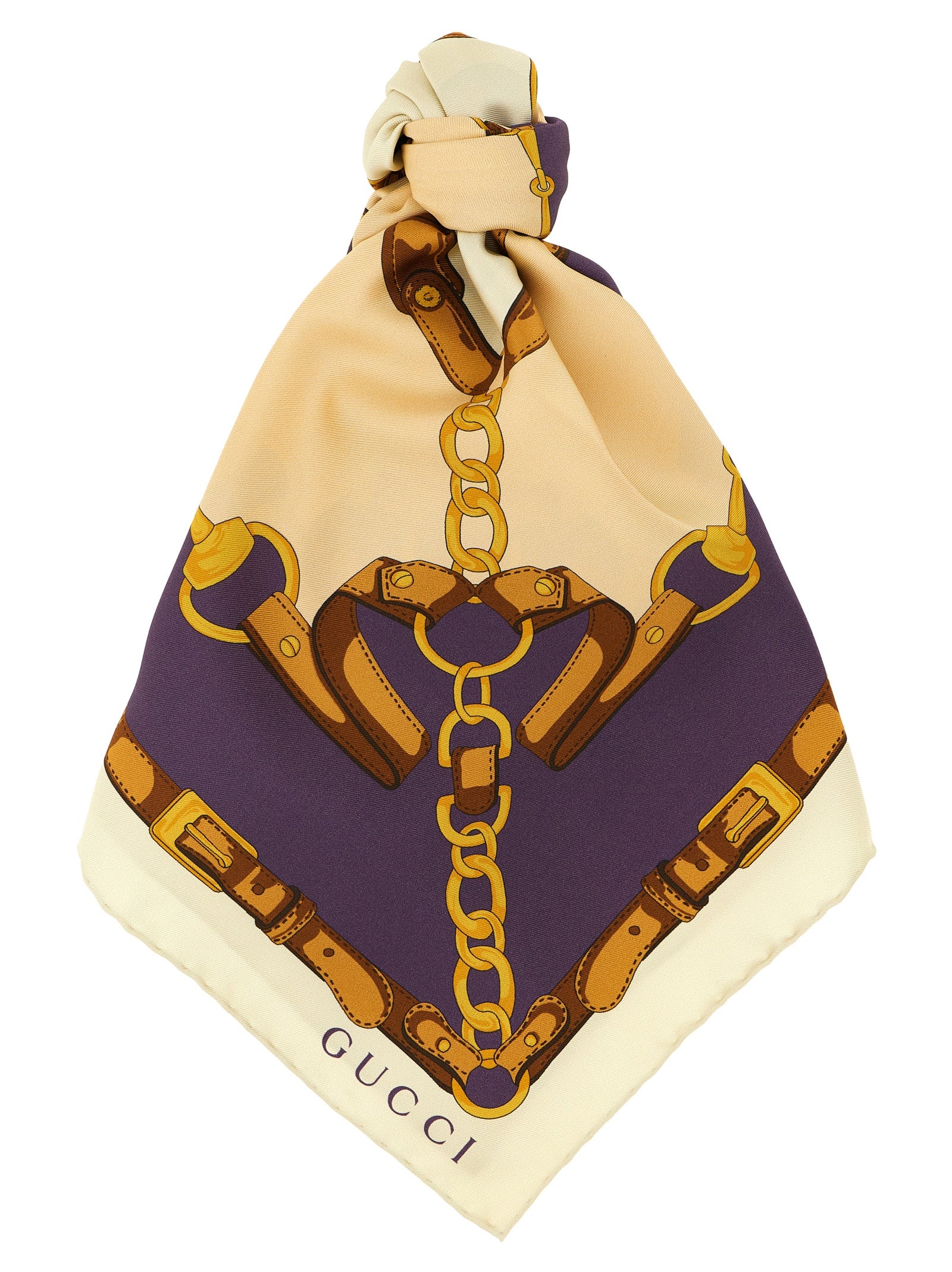 Gucci Beige Morsetto Silk Scarf