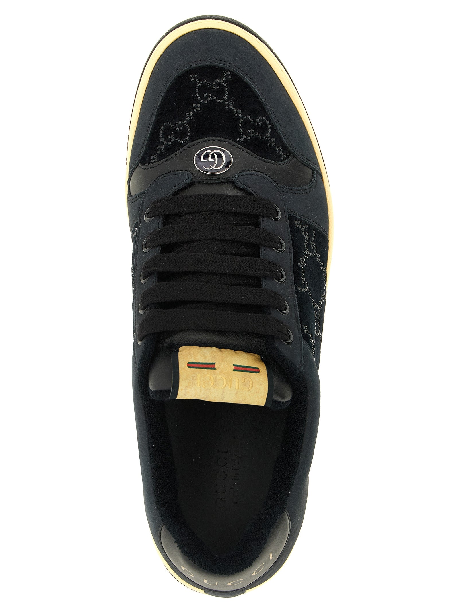 Gucci Black Screener Velvet Low Top Sneakers