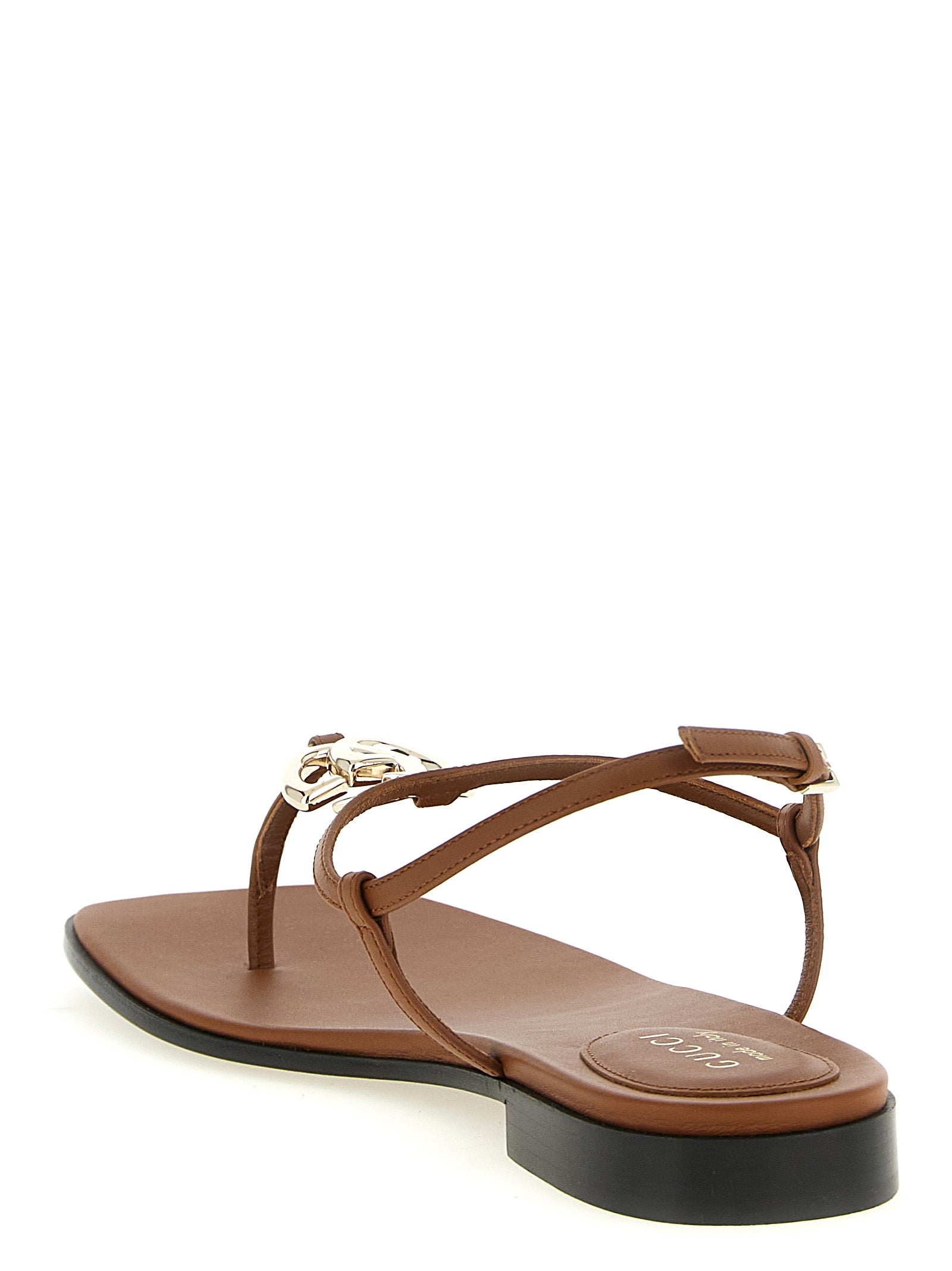 Gucci Brown Lifford T-Thong Flat Sandals Leather