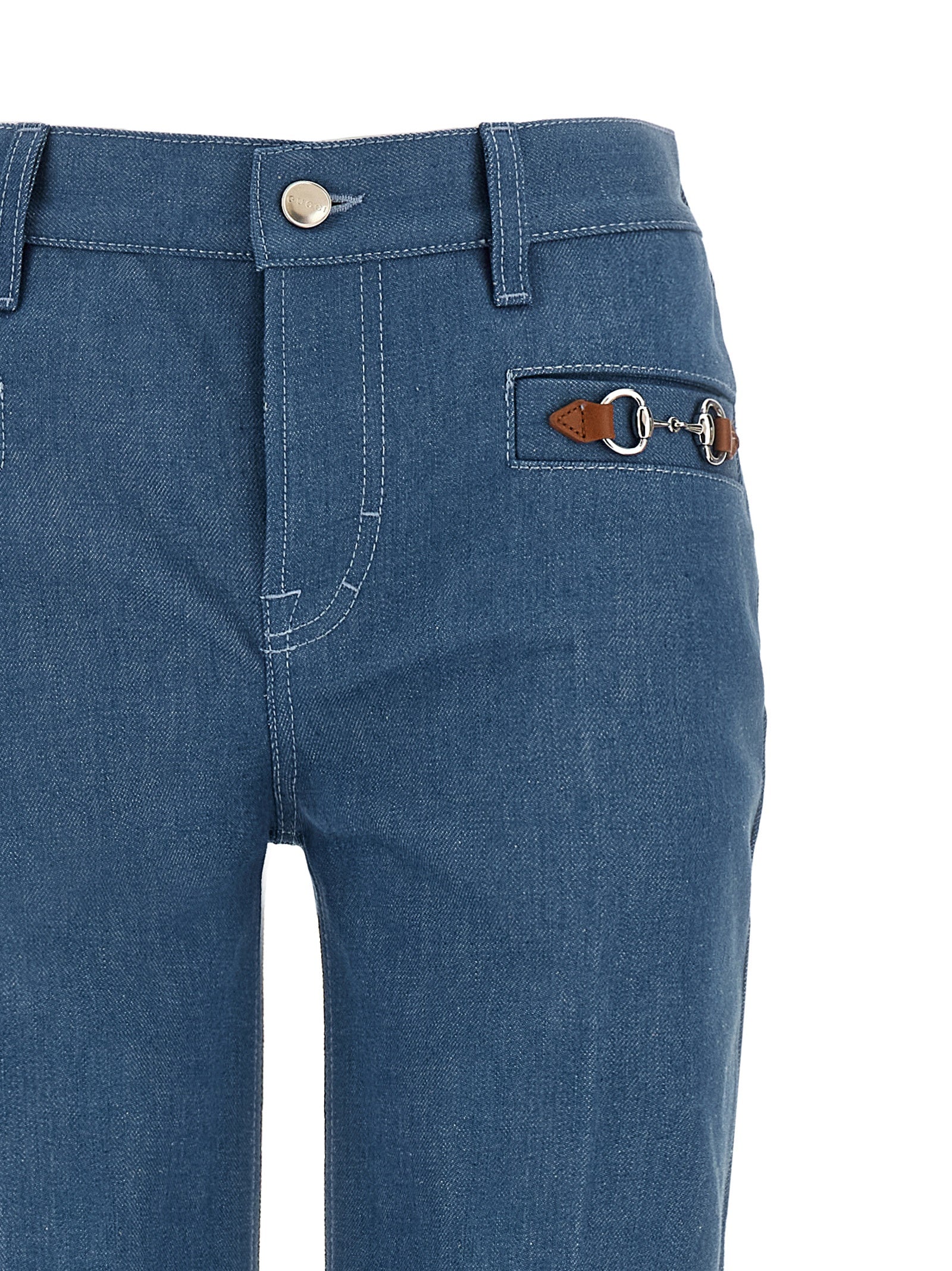 Gucci Light Blue Cotton Straight-Leg Jeans