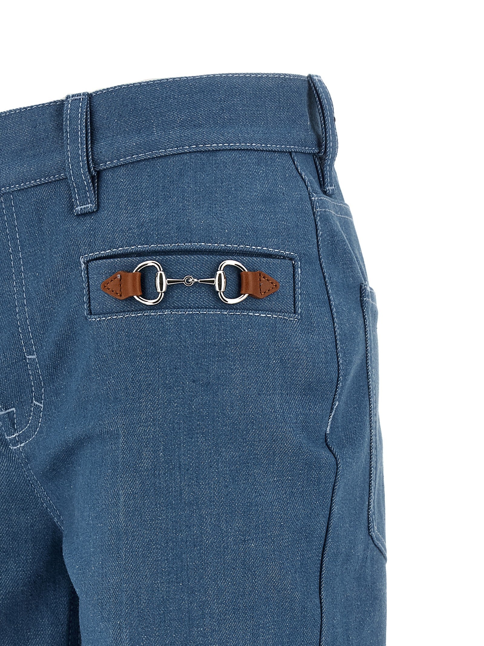 Gucci Light Blue Cotton Straight-Leg Jeans