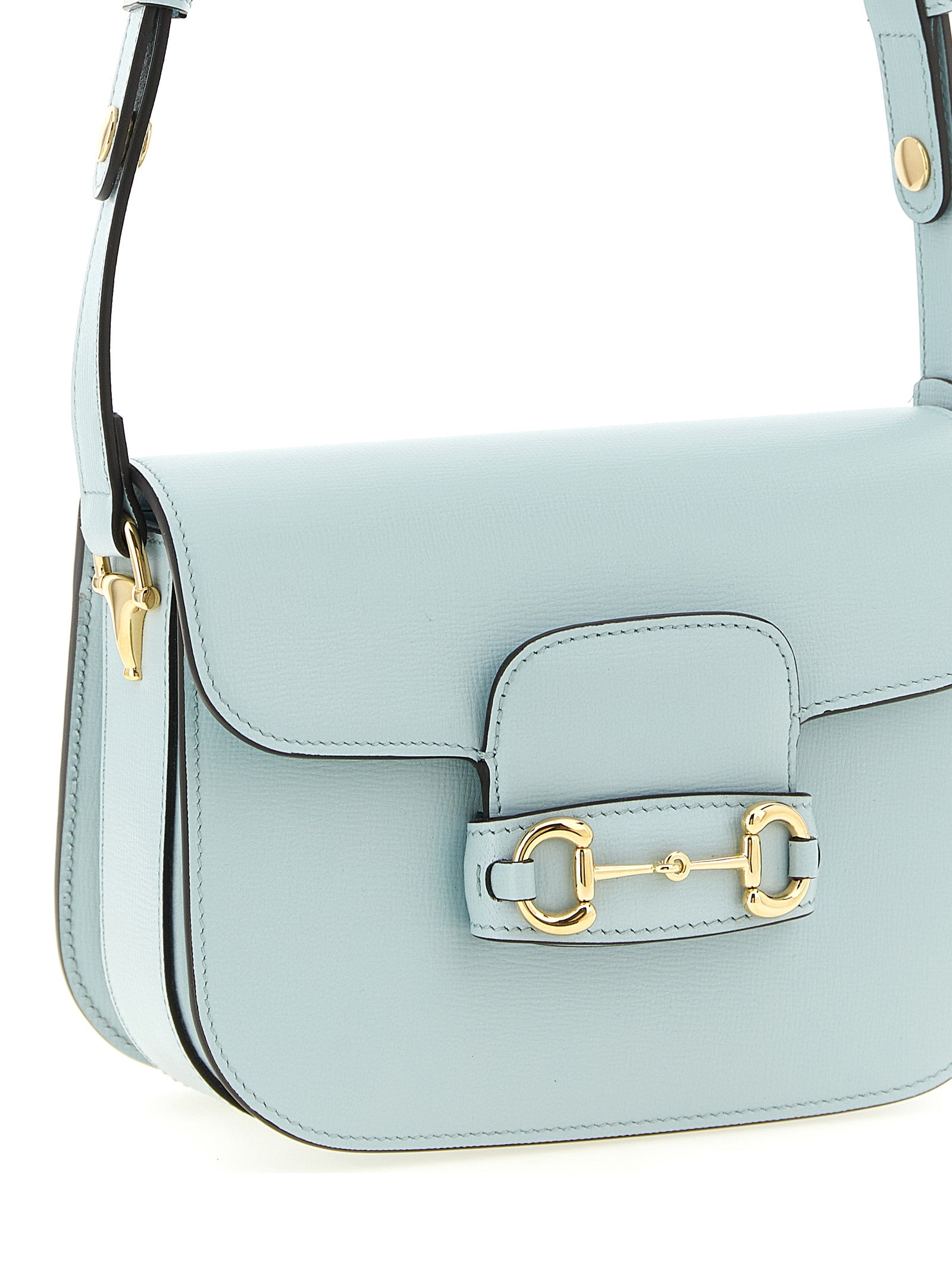 Gucci Light Blue Horsebit 1955 Shoulder Bag Calf Leather