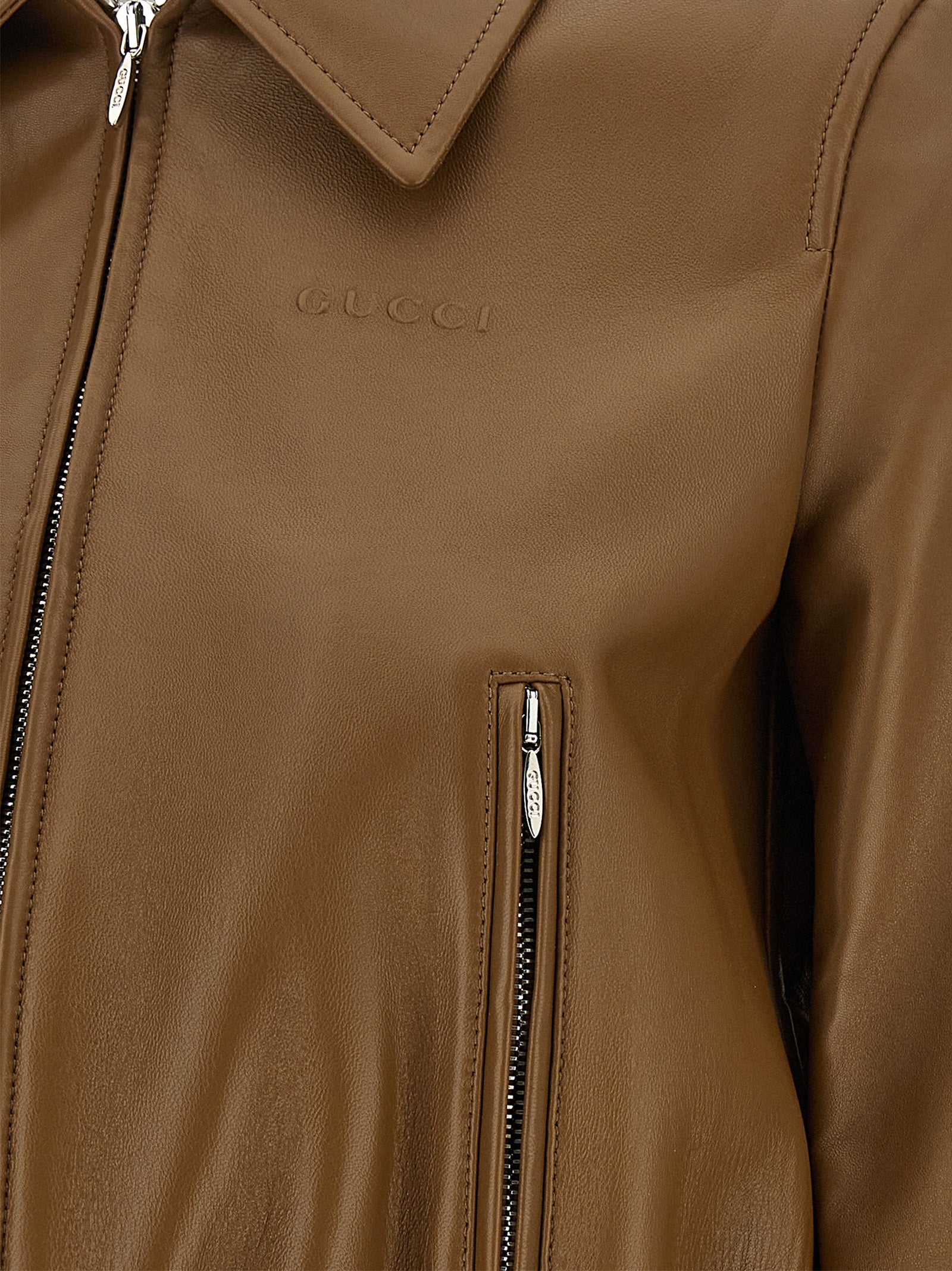 Gucci Beige Lambskin Leather Jacket