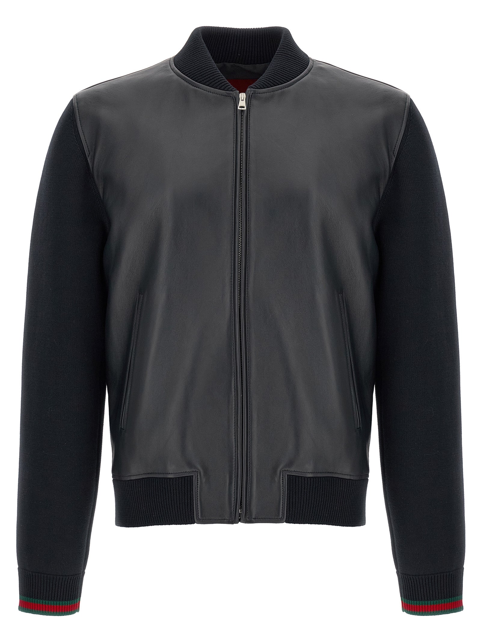 Gucci Blue Lambskin Leather Bomber Jacket