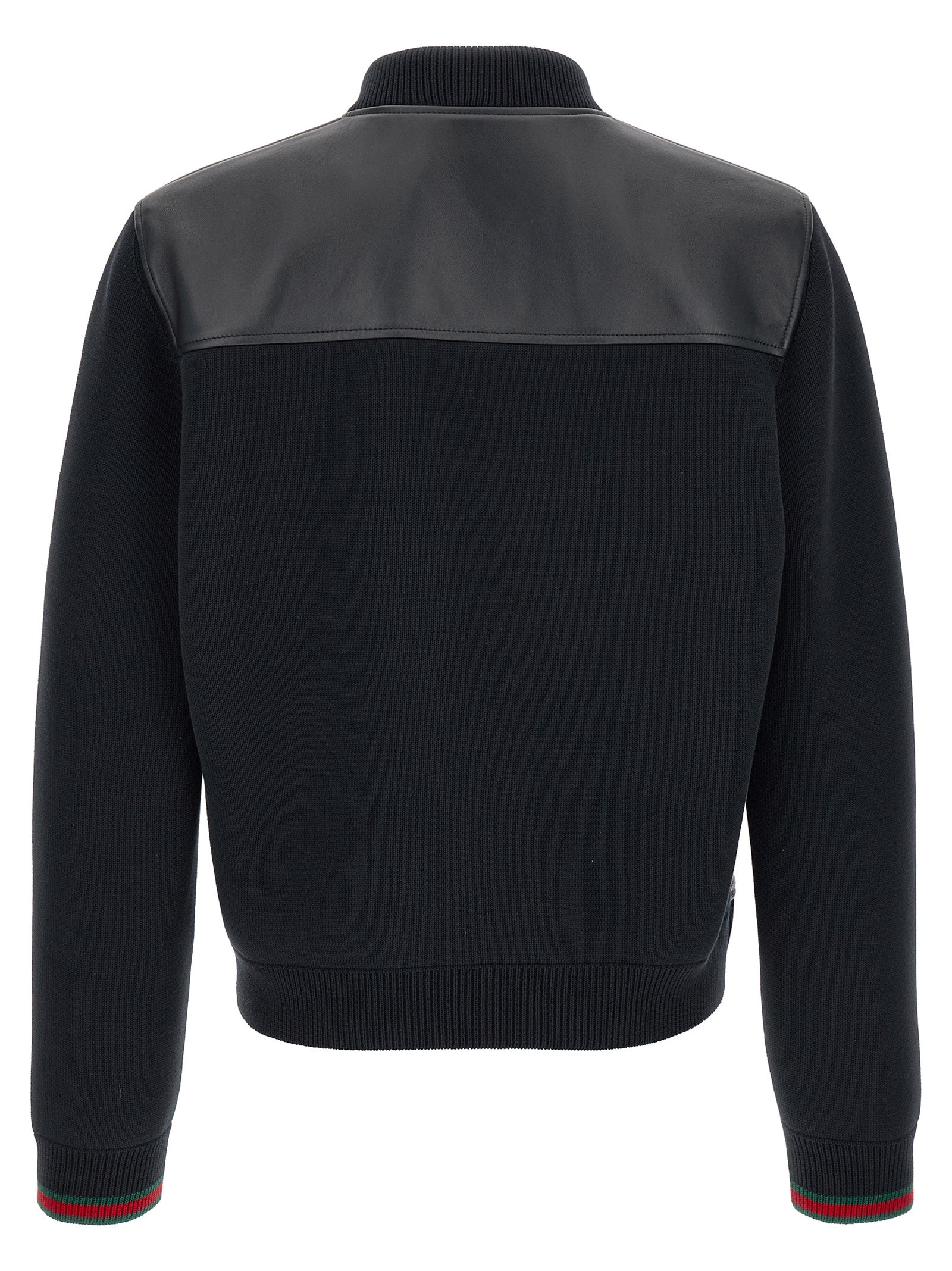 Gucci Blue Lambskin Leather Bomber Jacket