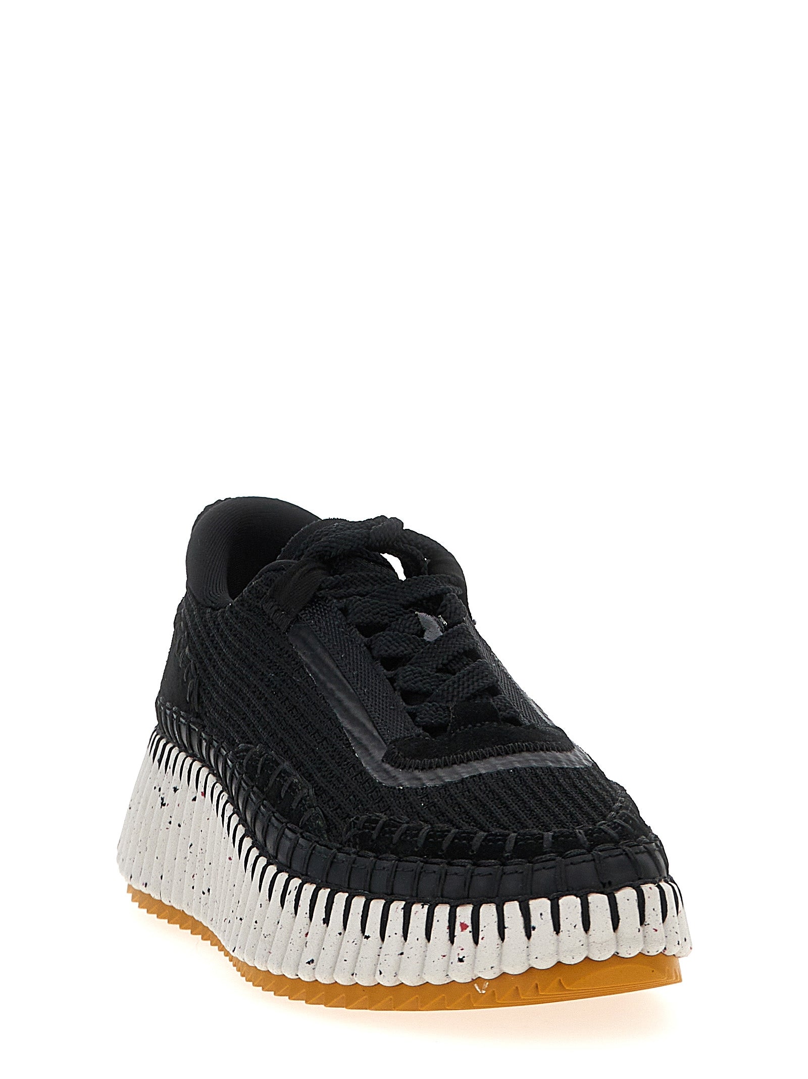 Chloé White Black Nama Synthetic Athletic Sneakers