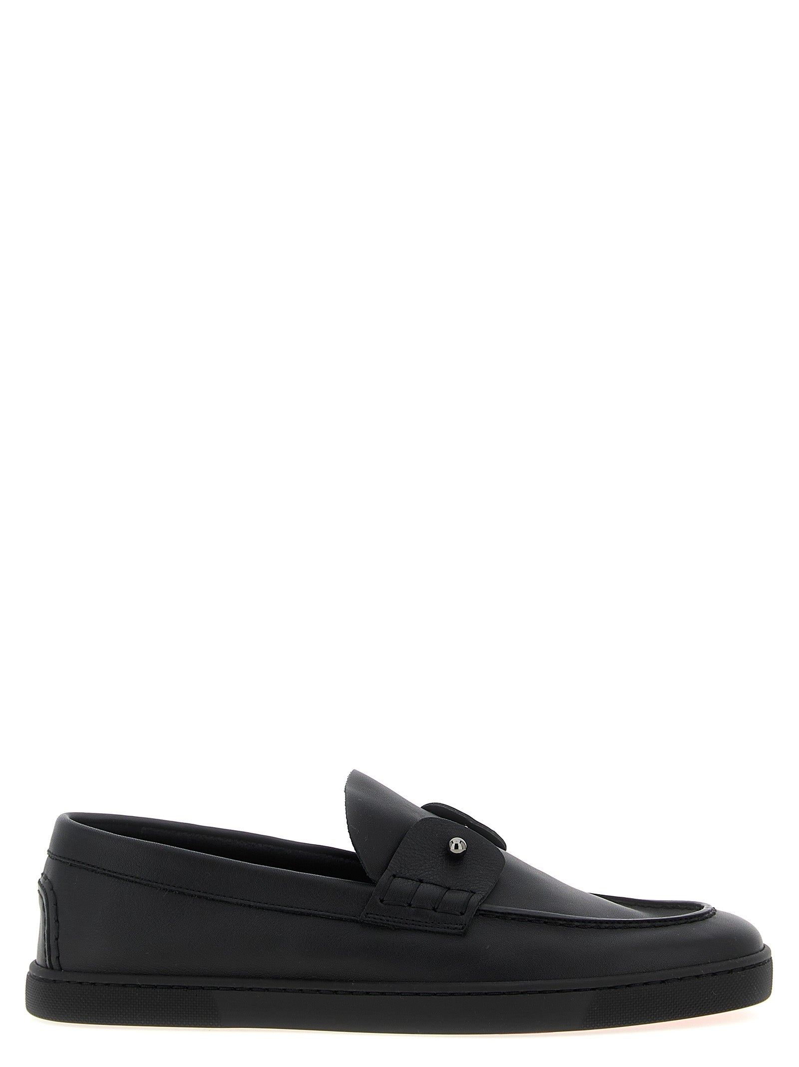 Christian Louboutin Black Chambeliboat Slip-On Loafers Leather
