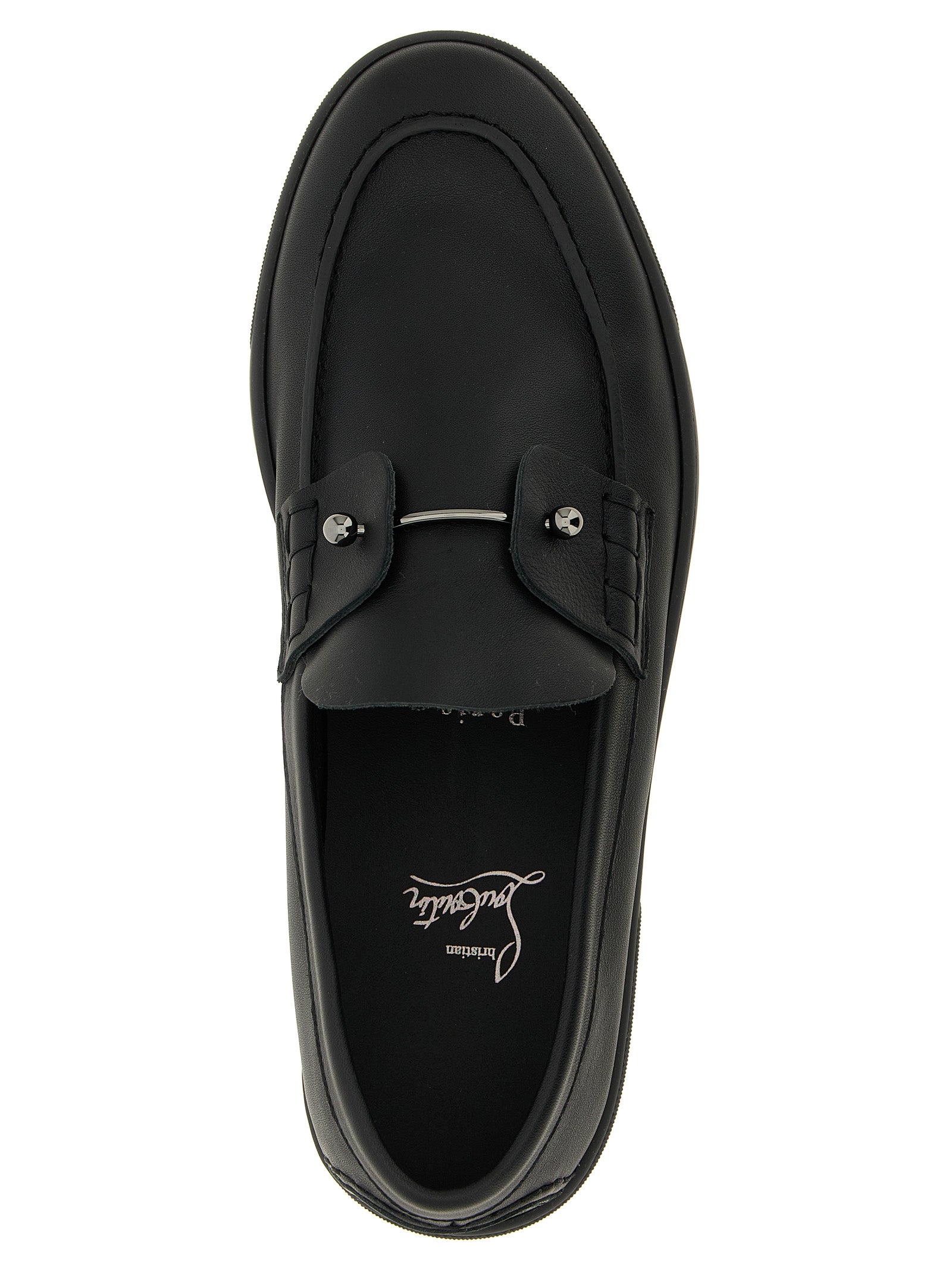 Christian Louboutin Black Chambeliboat Slip-On Loafers Leather