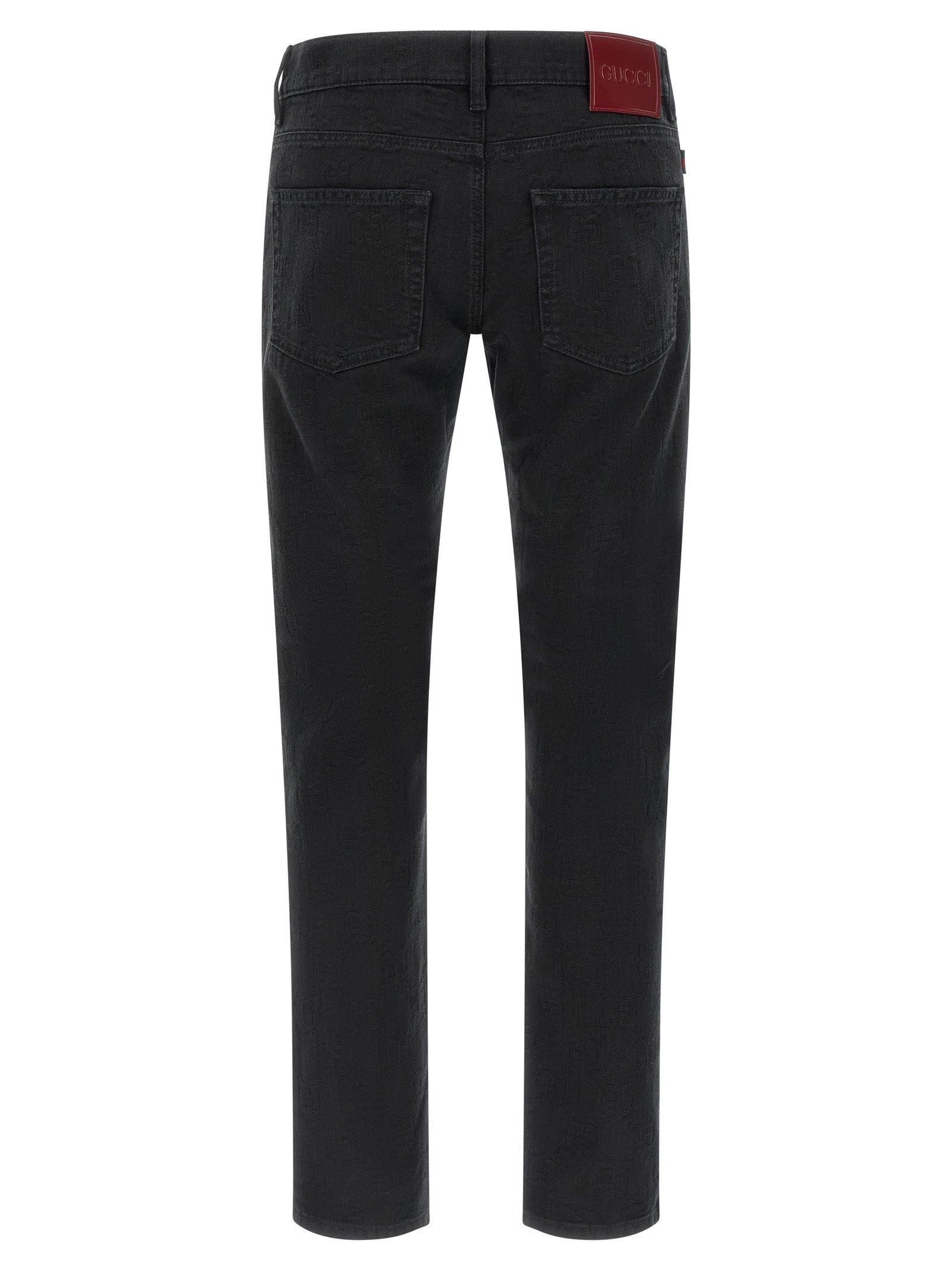Gucci Black GG Jacquard Cotton Straight-Leg Jeans