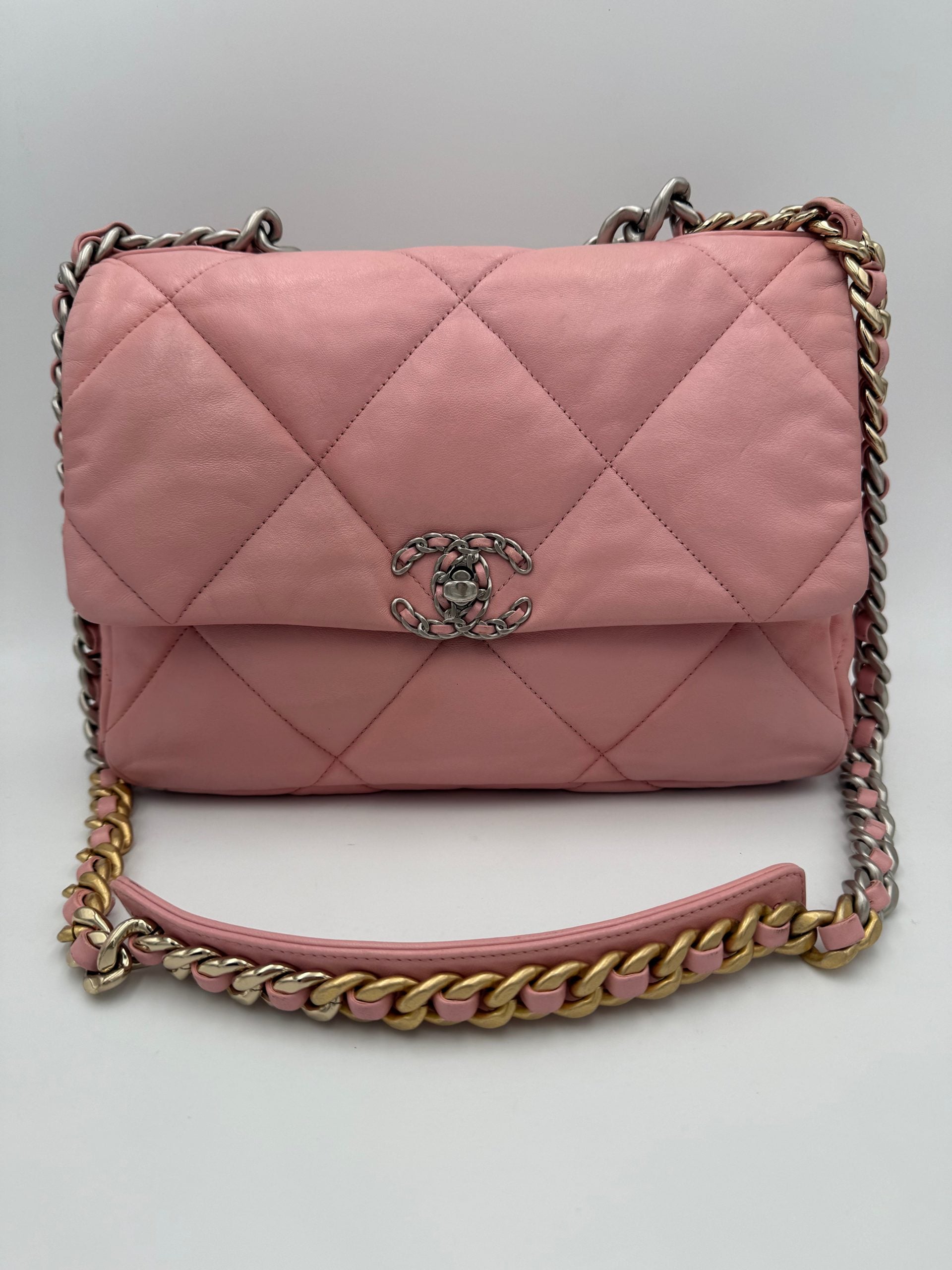 CHANEL Pink 19 Medium Leather Handbag