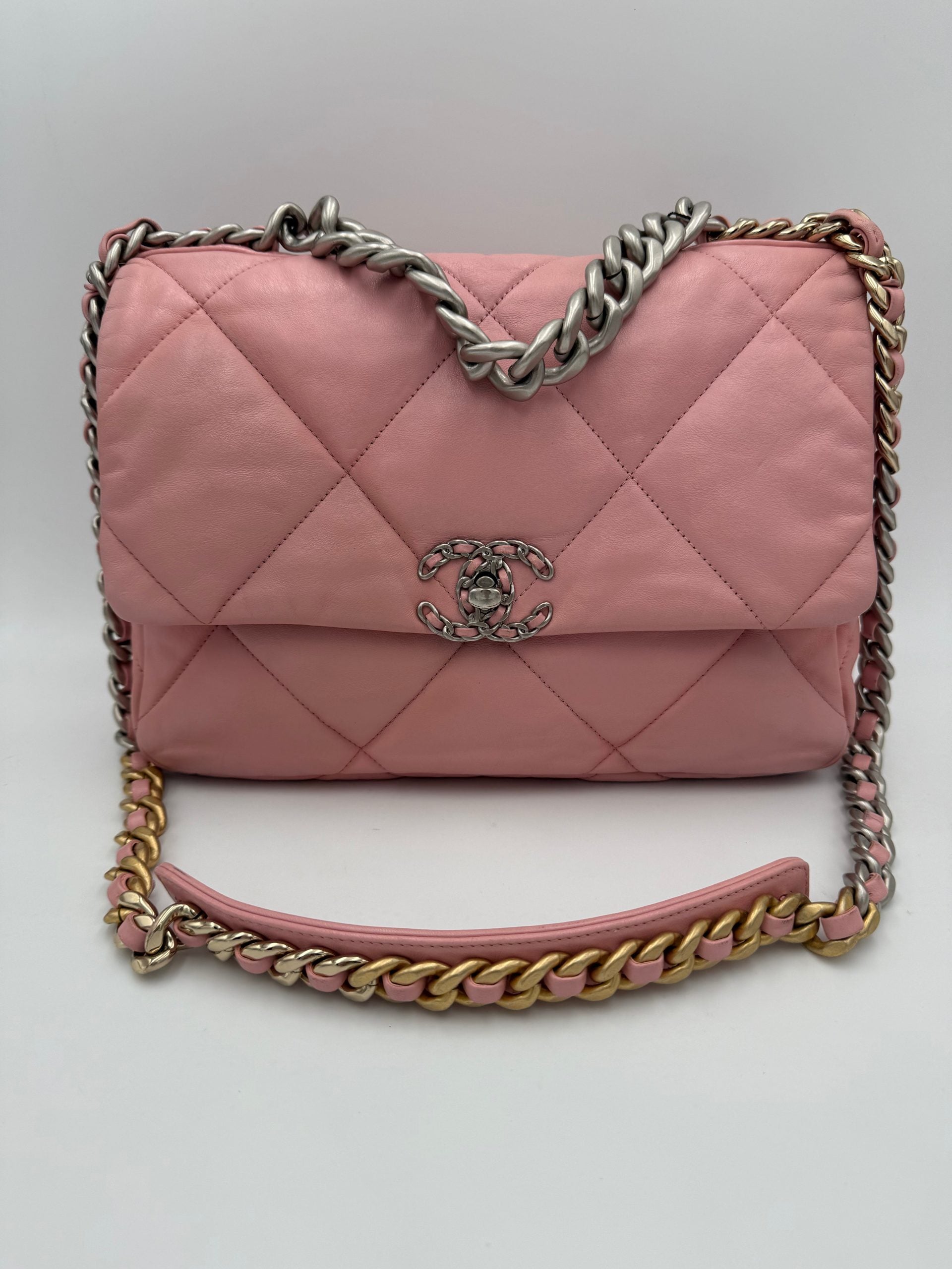 CHANEL Pink 19 Medium Leather Handbag