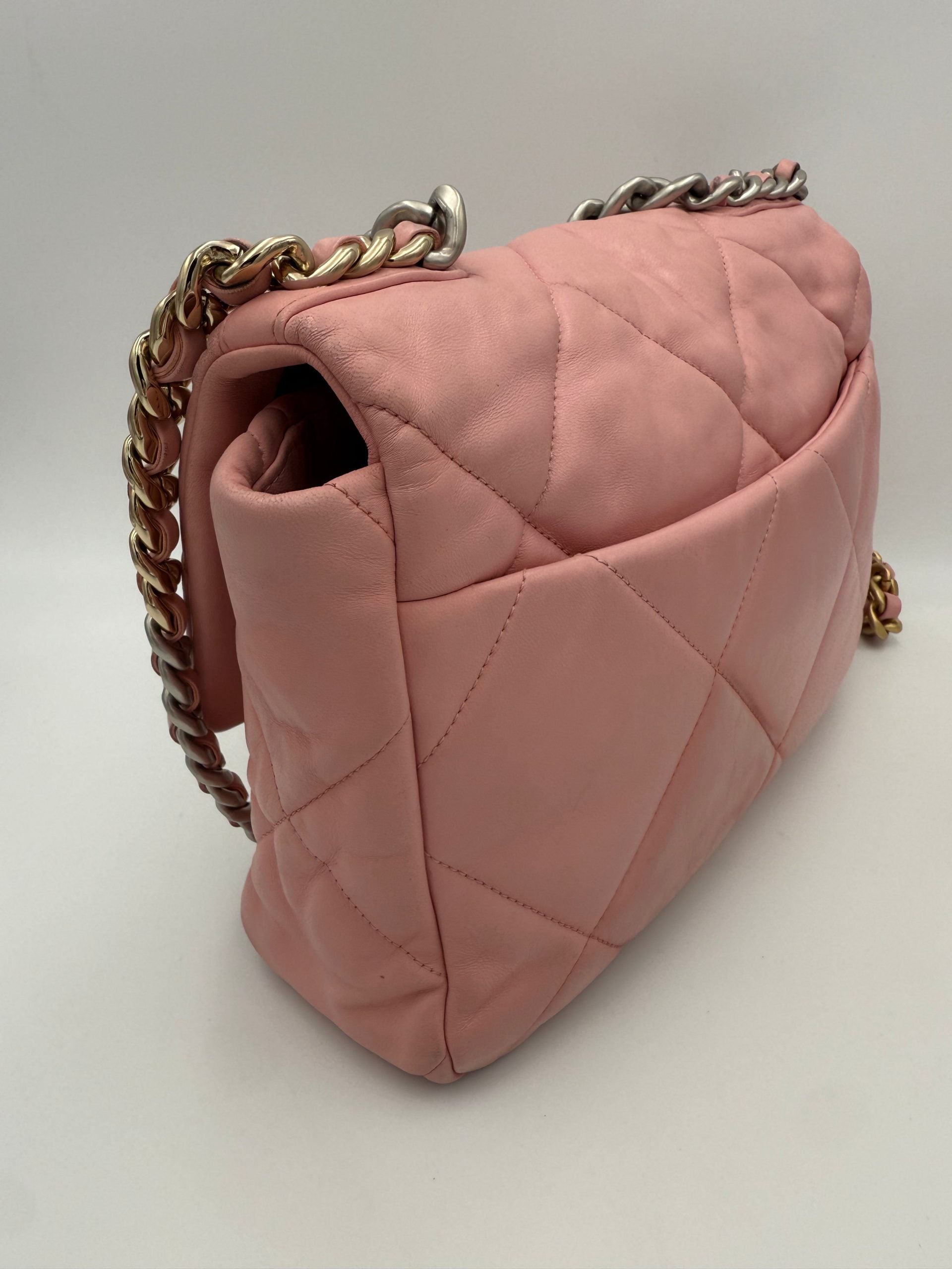 CHANEL Pink 19 Medium Leather Handbag