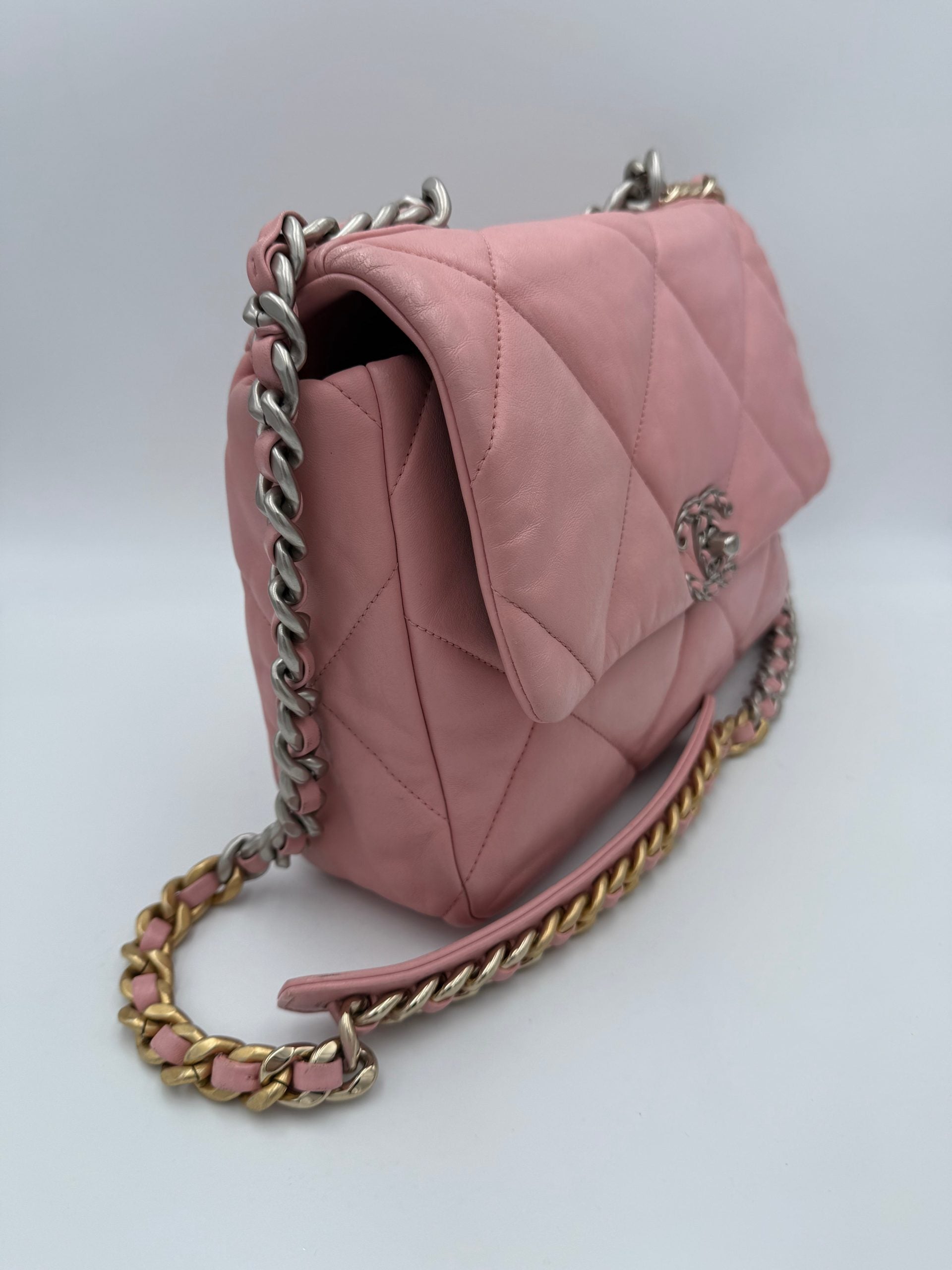 CHANEL Pink 19 Medium Leather Handbag
