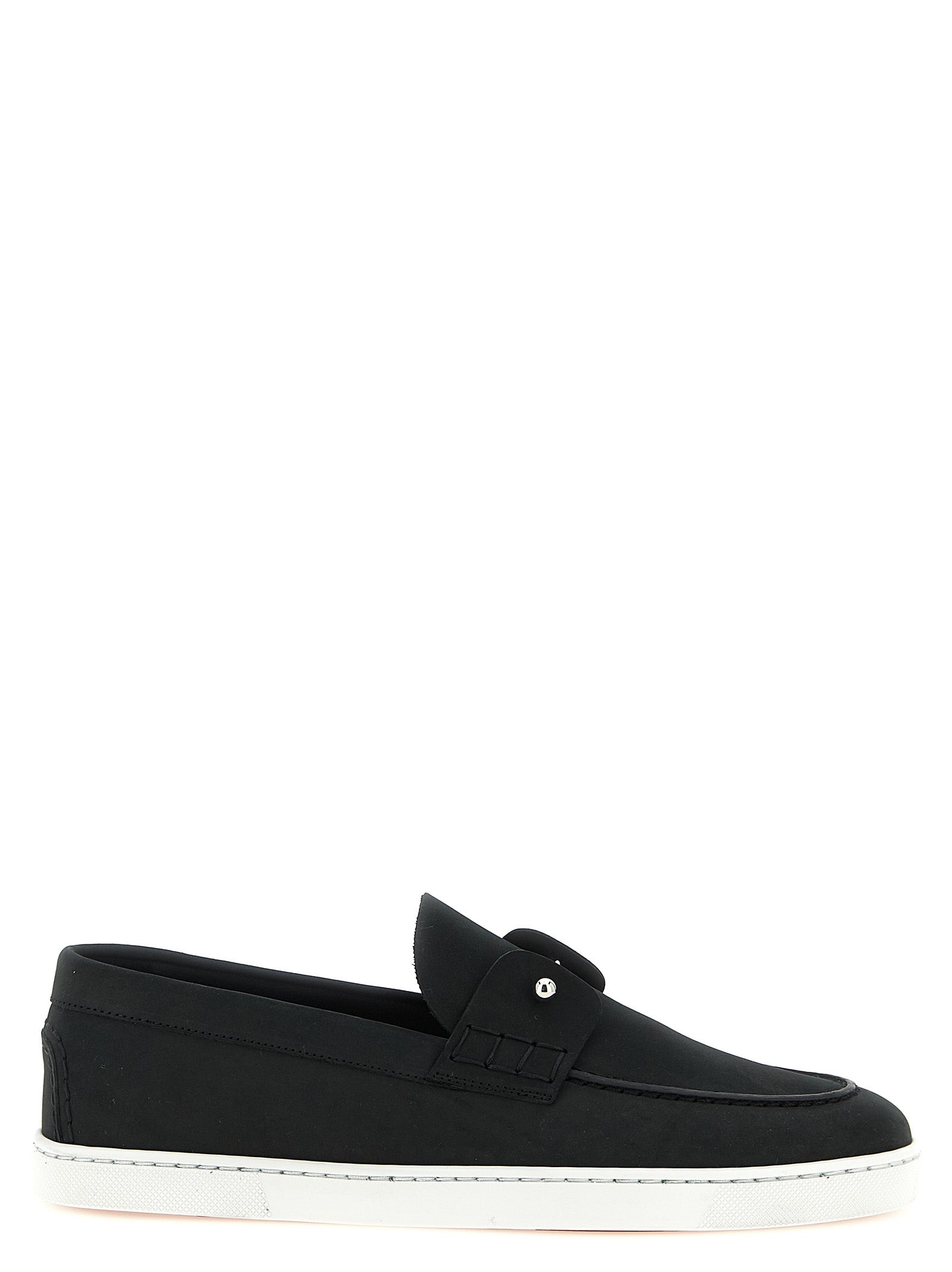 Christian Louboutin Black Chambeliboat Slip-On Loafers Calf Leather