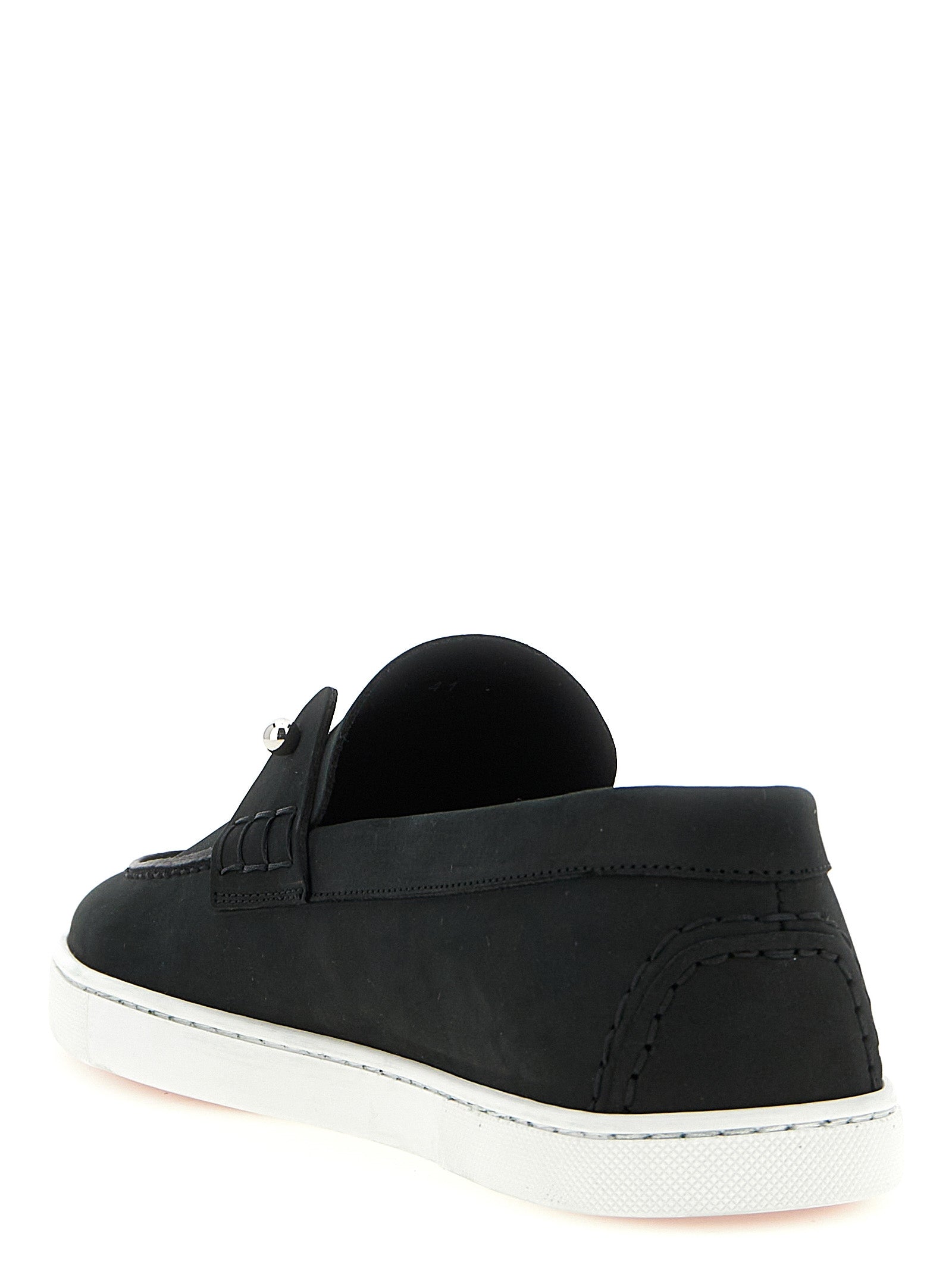 Christian Louboutin Black Chambeliboat Slip-On Loafers Calf Leather