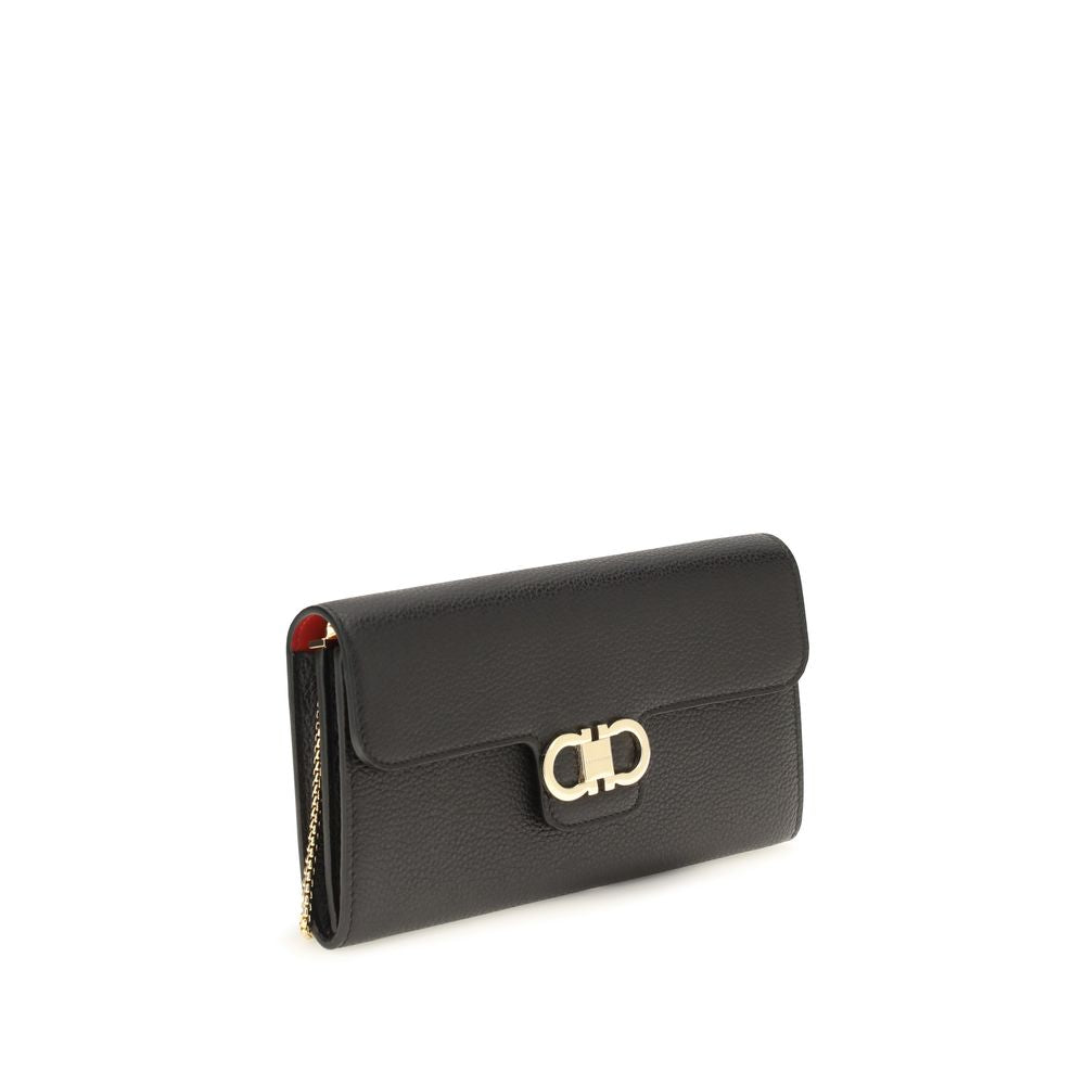 Portefeuille Ferragamo en cuir de veau noir Bos Taurus