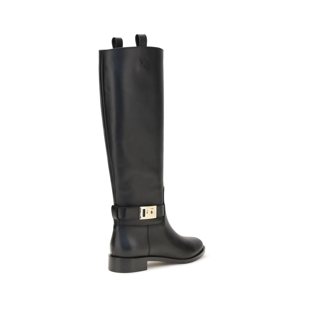 Ferragamo Black Hug Calf Leather Boots
