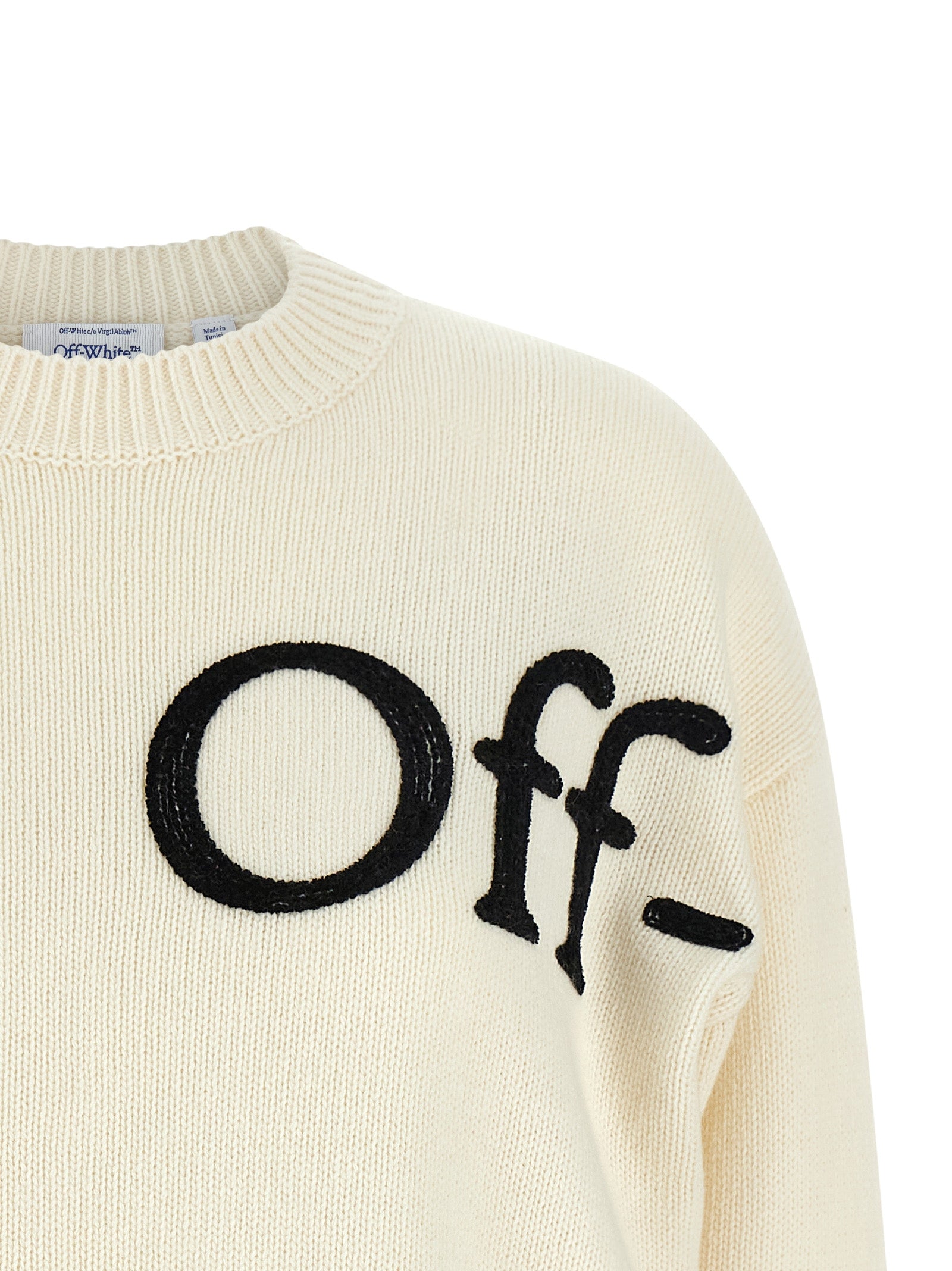 Off-White White Black Wool Nylon Cardigan