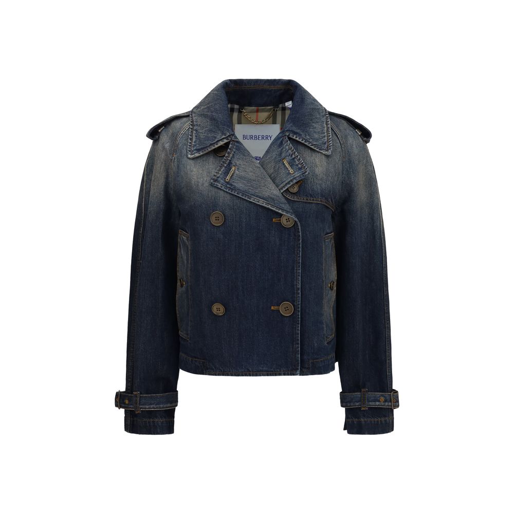 Burberry Blue Denim Double-Breasted Jacket Cotton