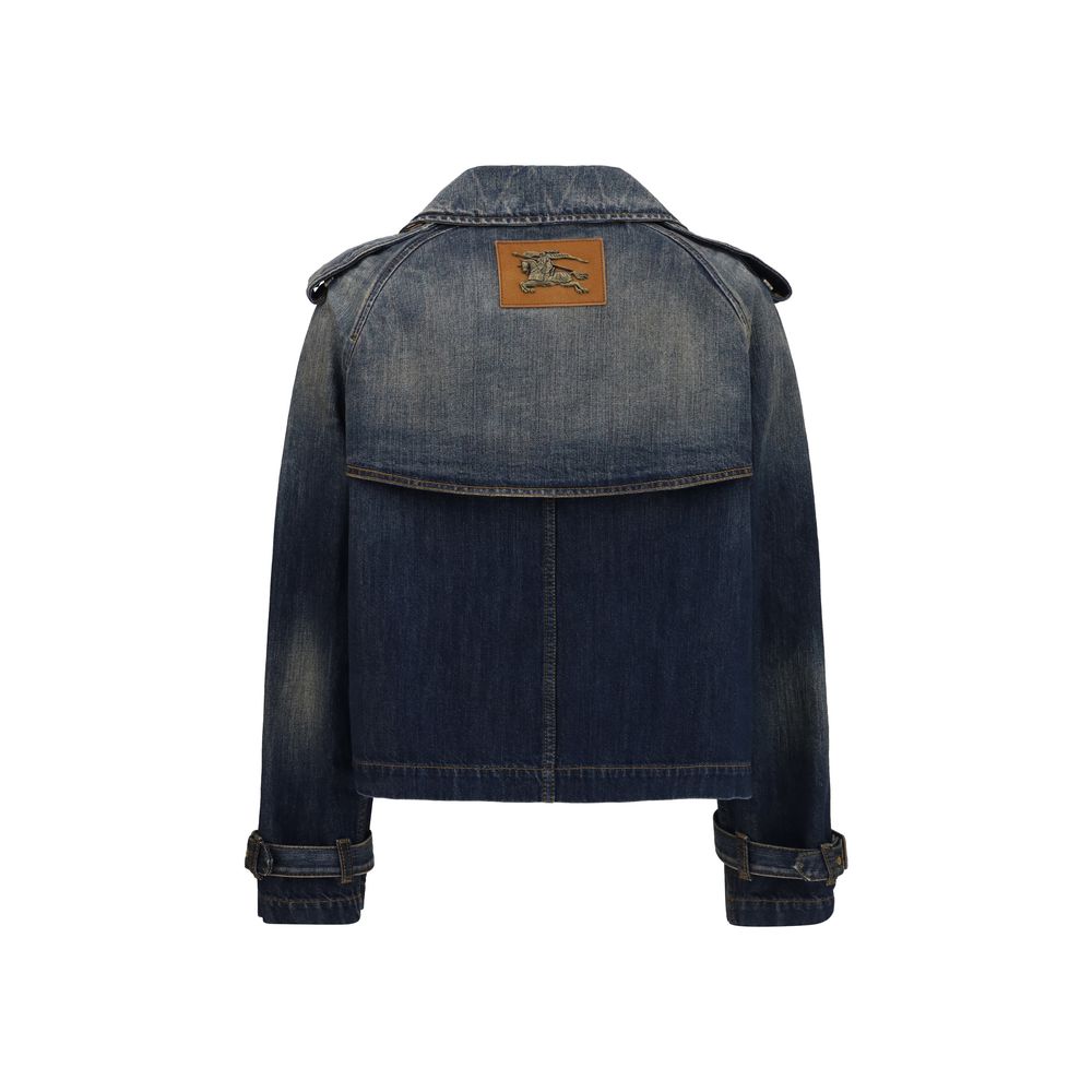 Burberry Blue Denim Double-Breasted Jacket Cotton