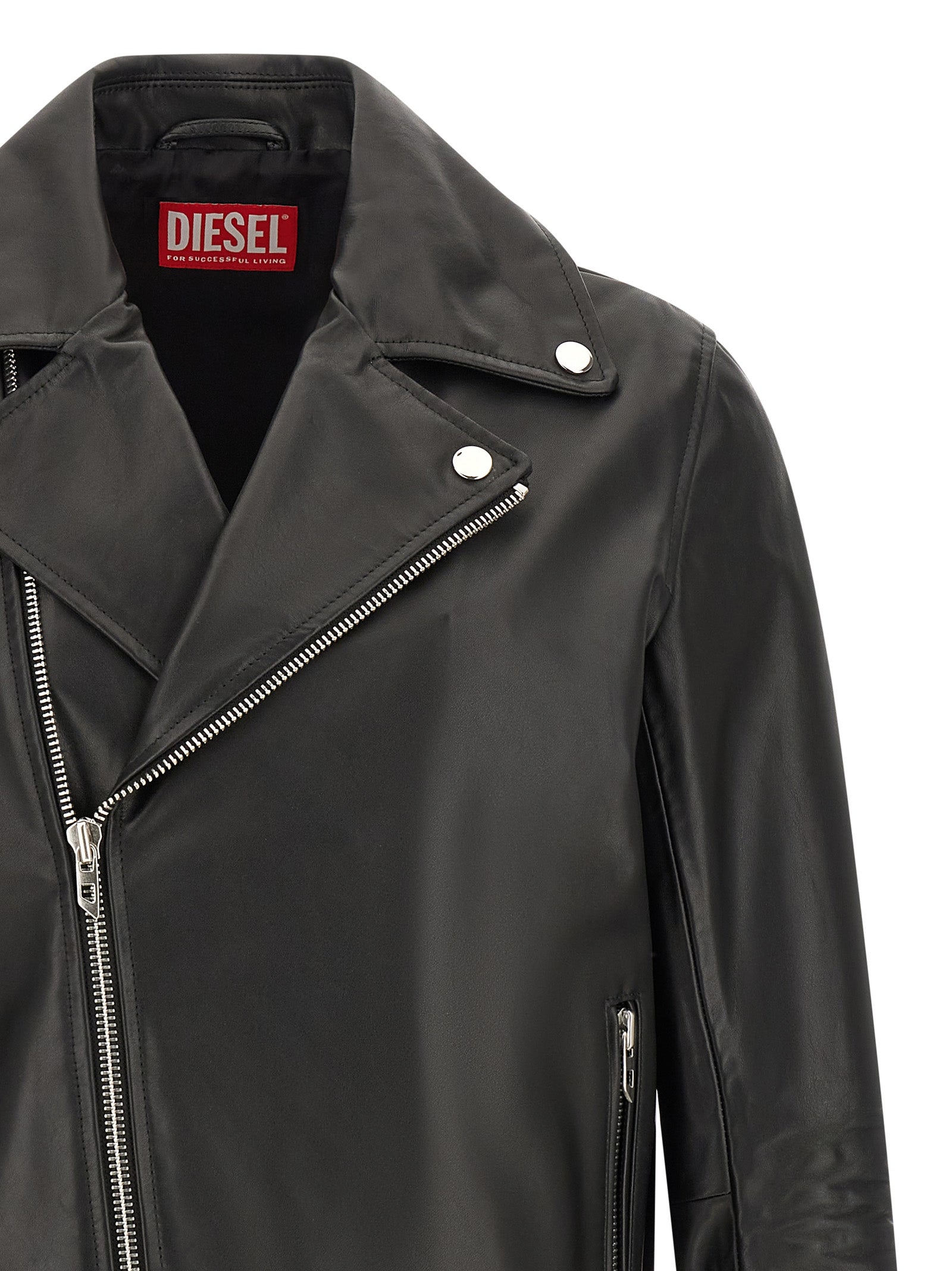 Diesel Black L-Eo-Wrd Leather Jacket