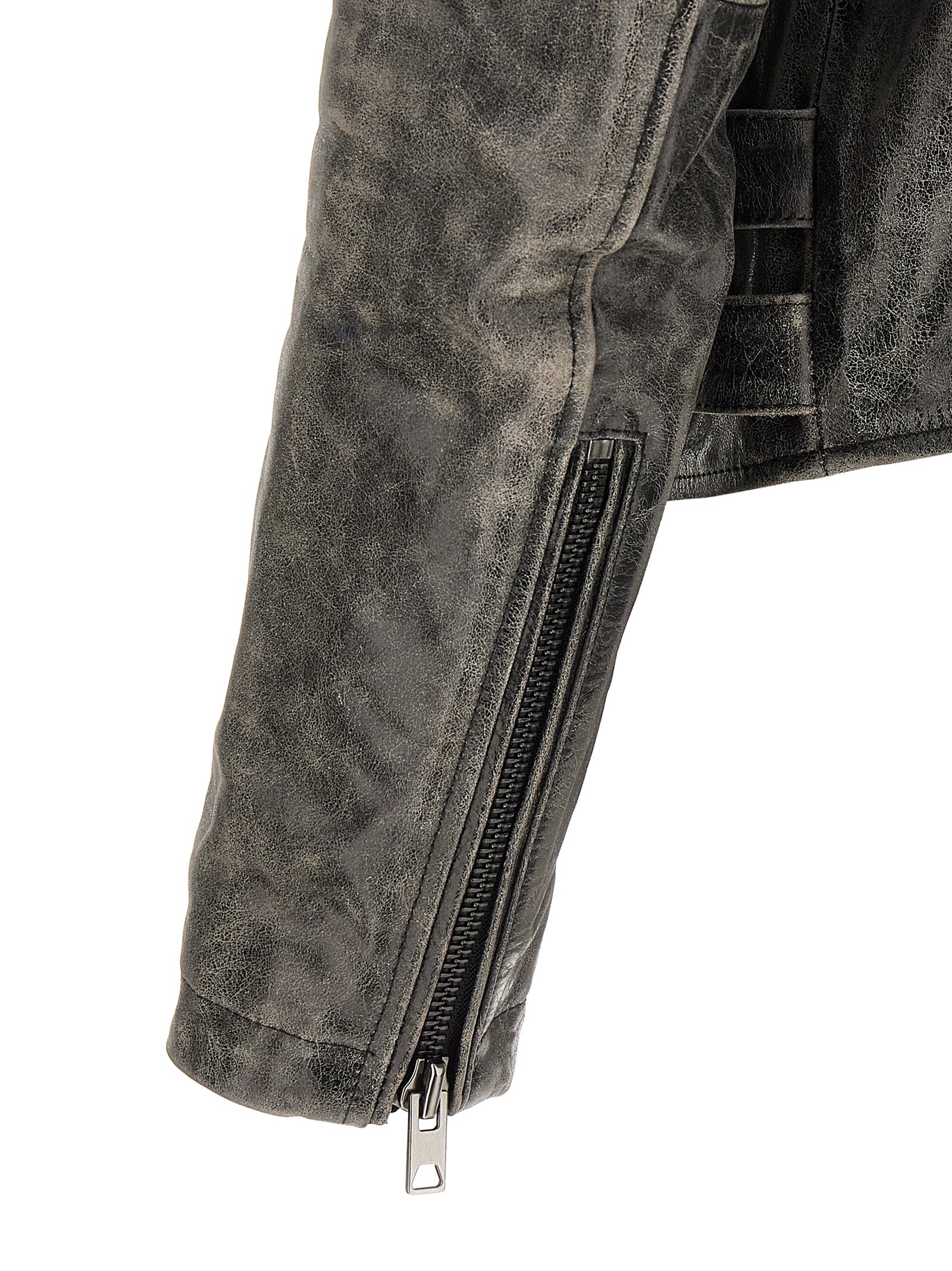 Diesel Gray L-Eon-Cjcm Leather Biker Jacket