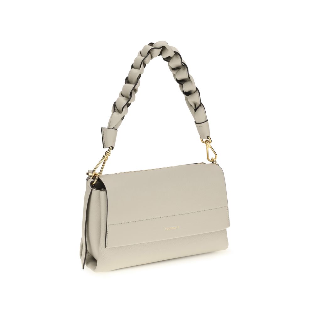 Sac porté épaule Coccinelle en cuir de veau beige Bos Taurus