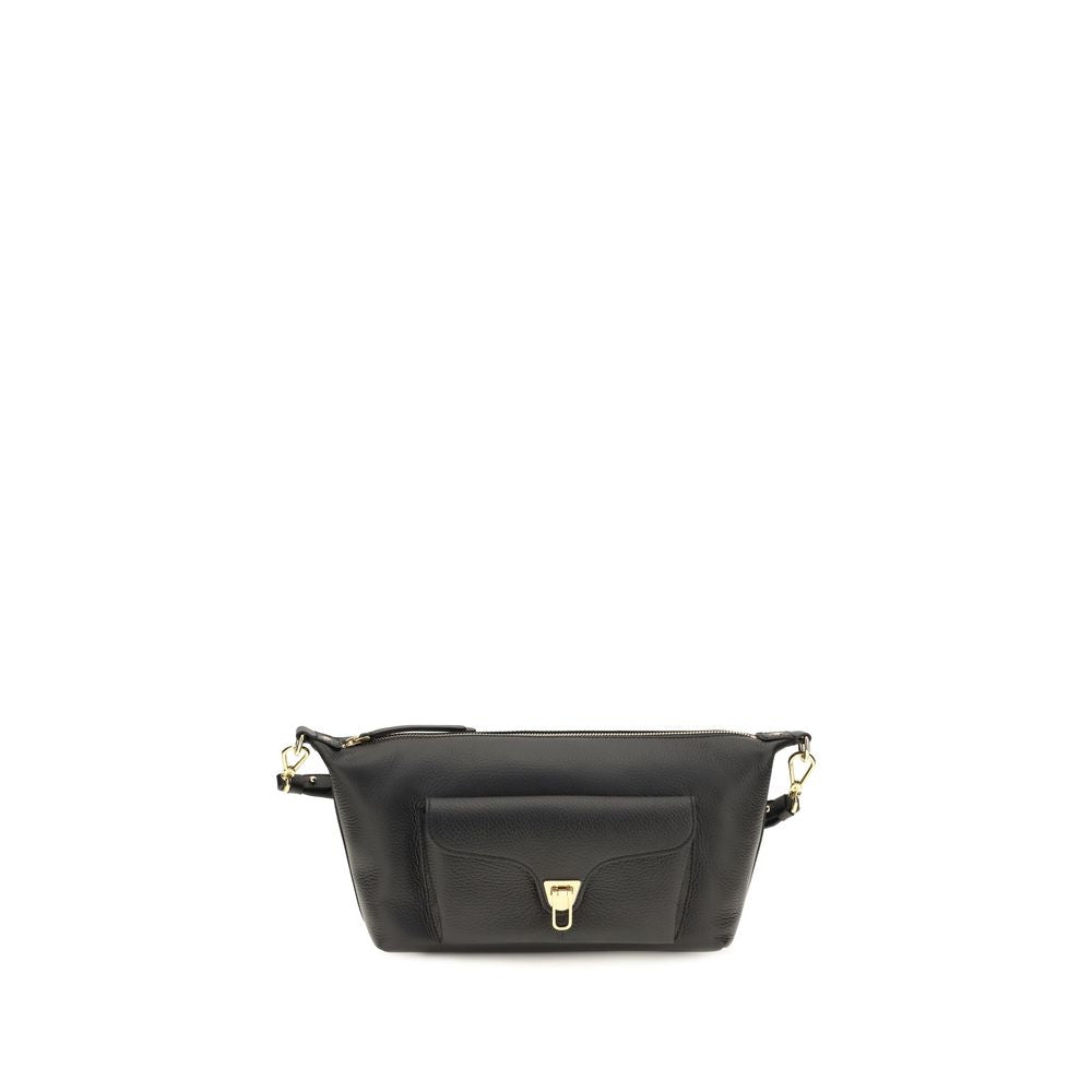 Sac à bandoulière Coccinelle en cuir de veau noir Bos Taurus