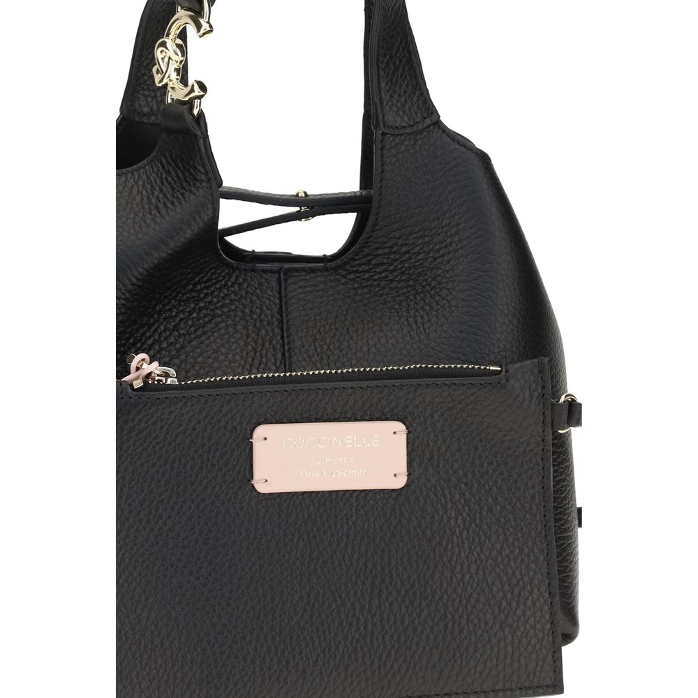 Sac à main Coccinelle en cuir de veau noir Bos Taurus