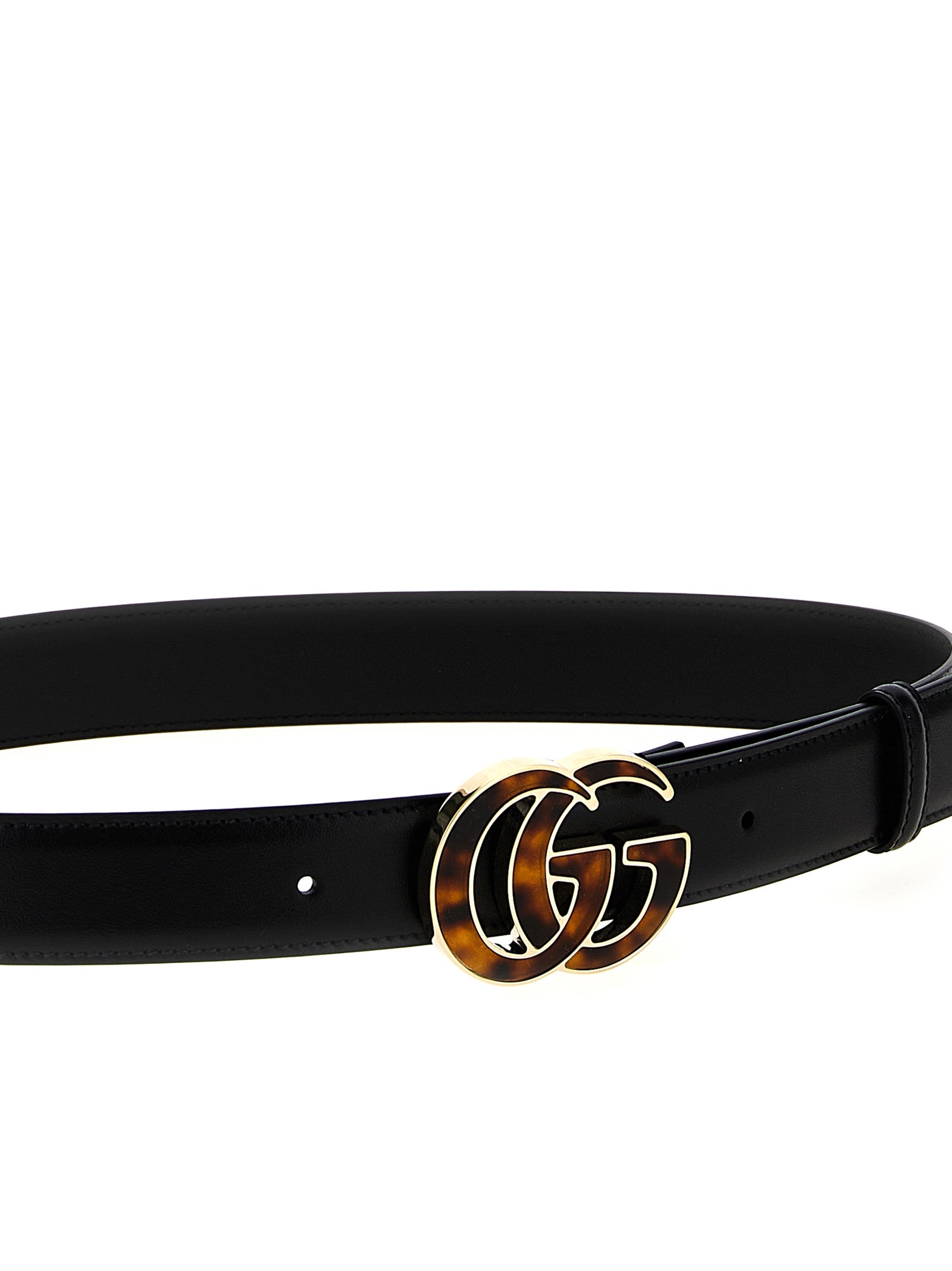 Gucci Black GG Marmont Leather Belt Calf Leather