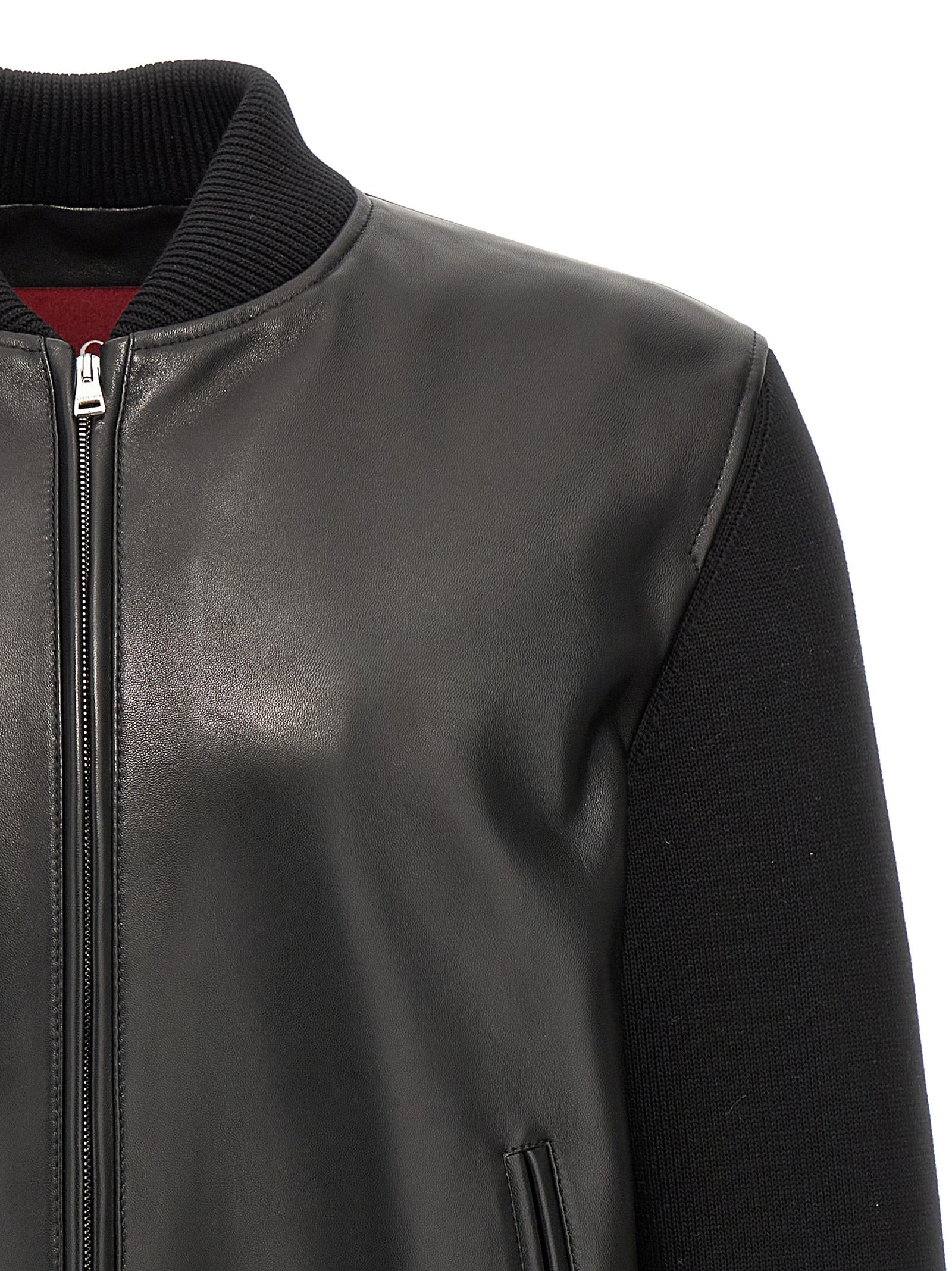 Gucci Black Lambskin Leather Bomber Jacket