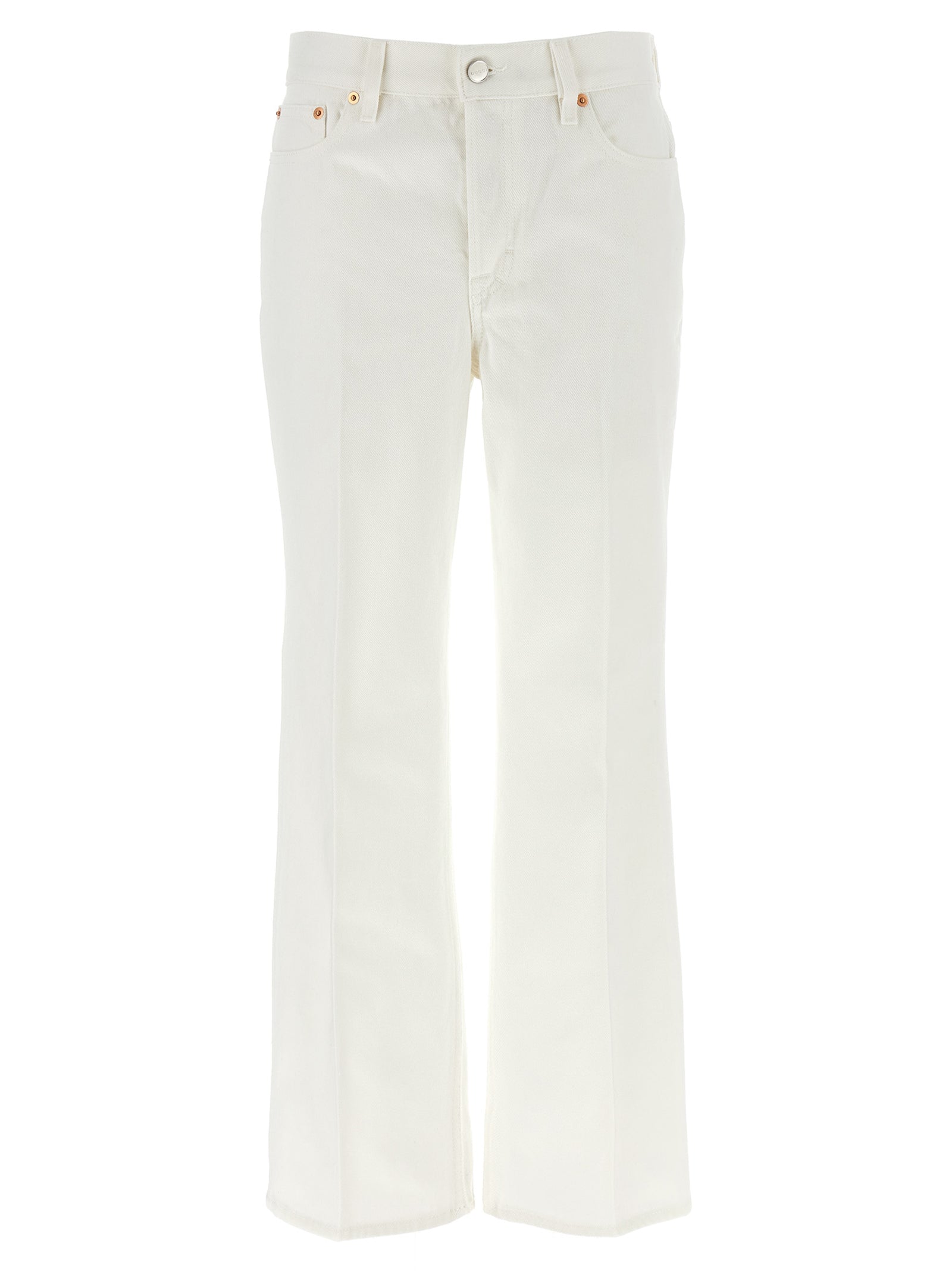 Gucci White Cropped Cotton Jeans