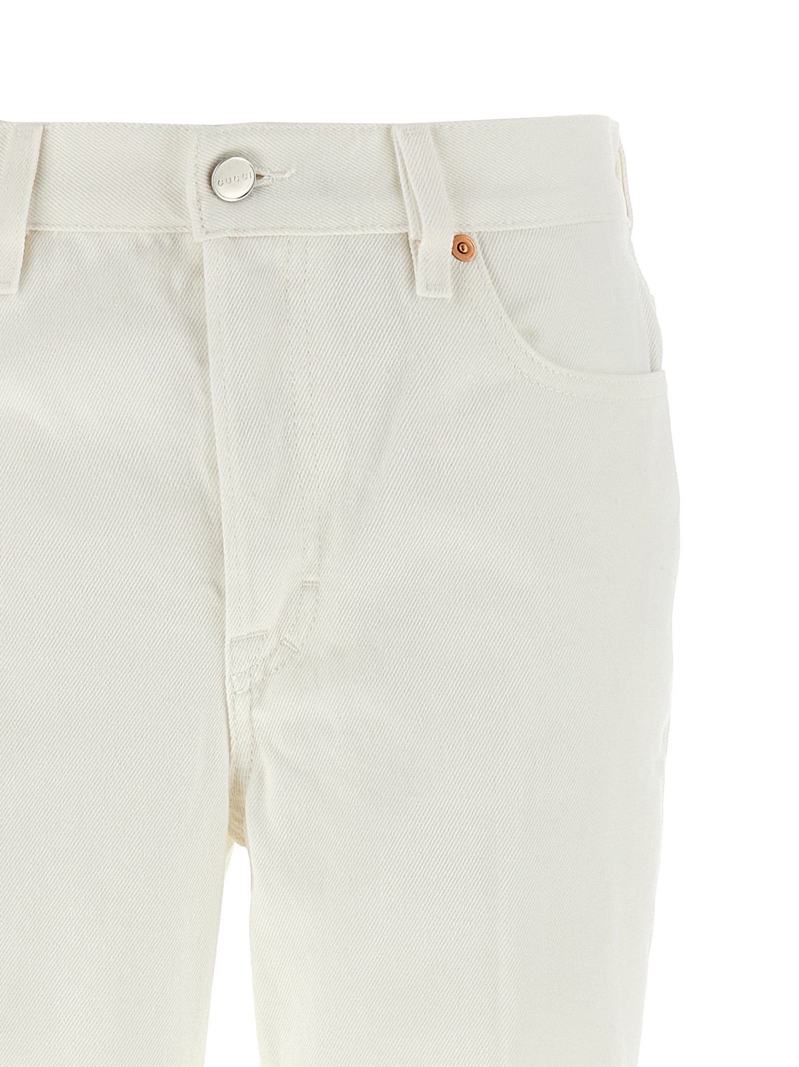 Gucci White Cropped Cotton Jeans