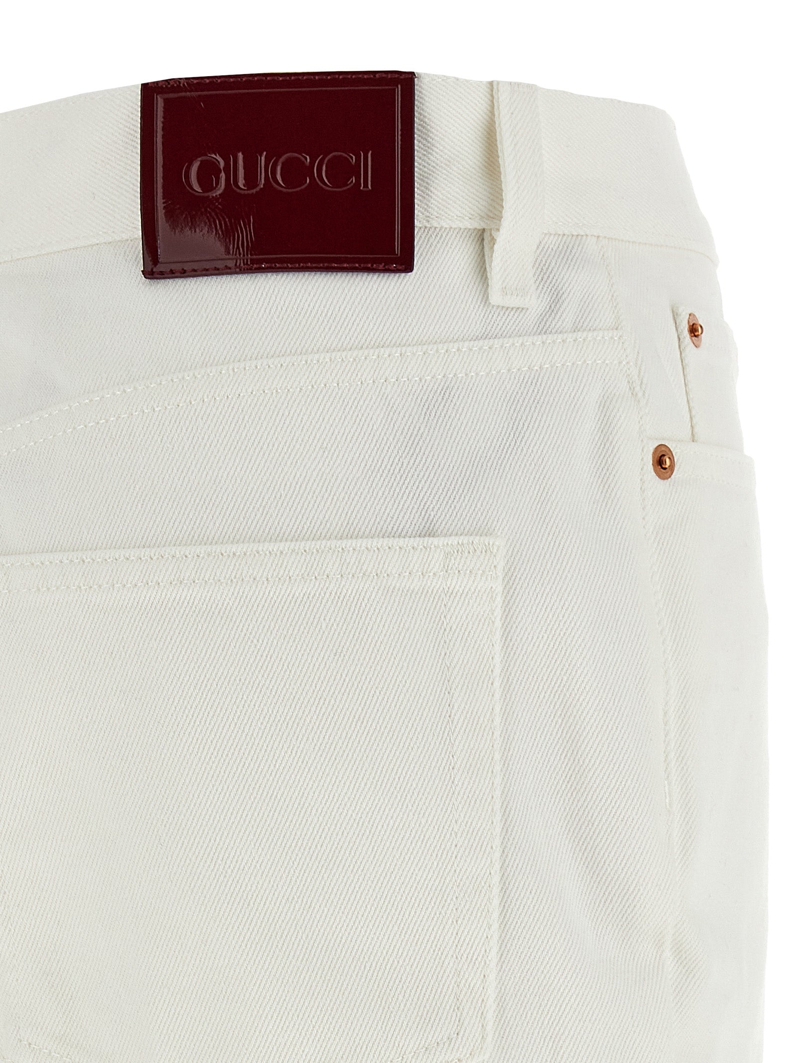 Gucci White Cropped Cotton Jeans