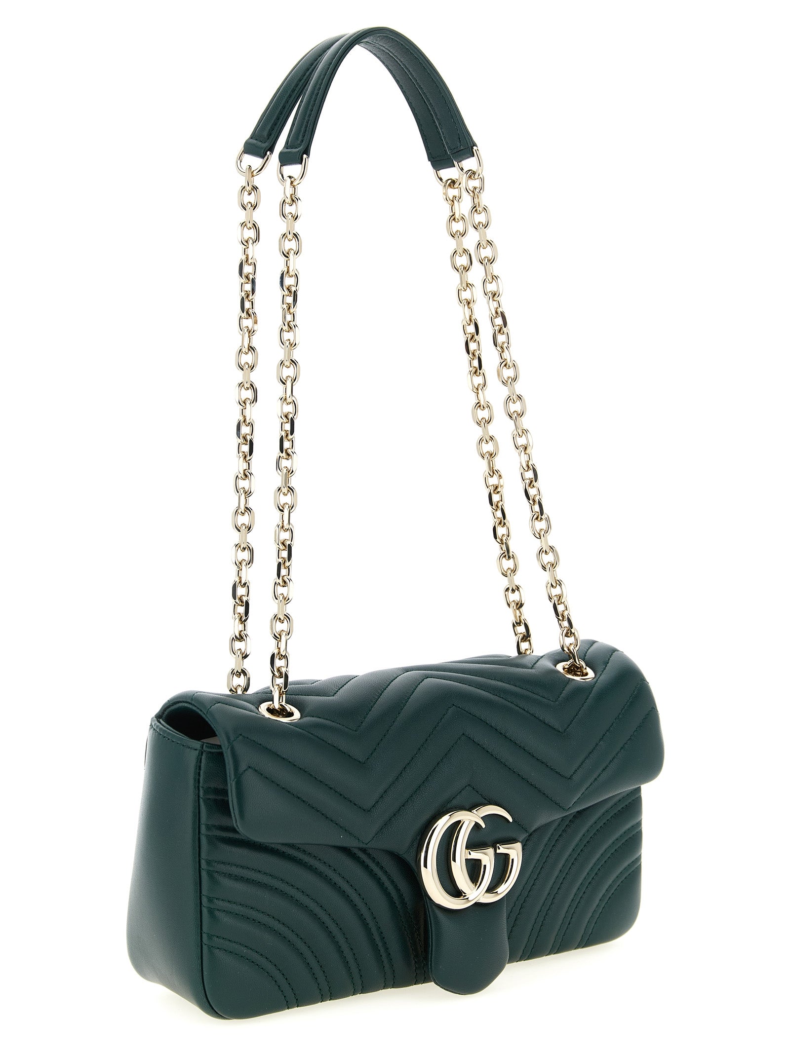 Gucci Green GG Marmont Lambskin Shoulder Bag