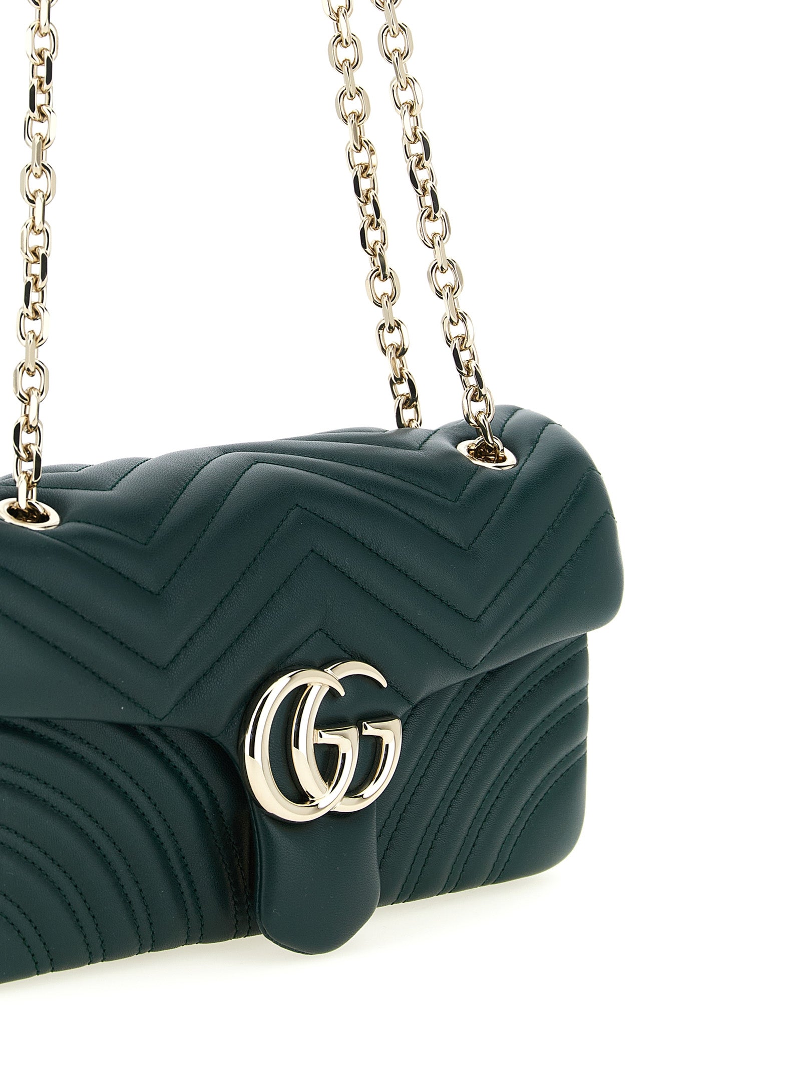 Gucci Green GG Marmont Lambskin Shoulder Bag