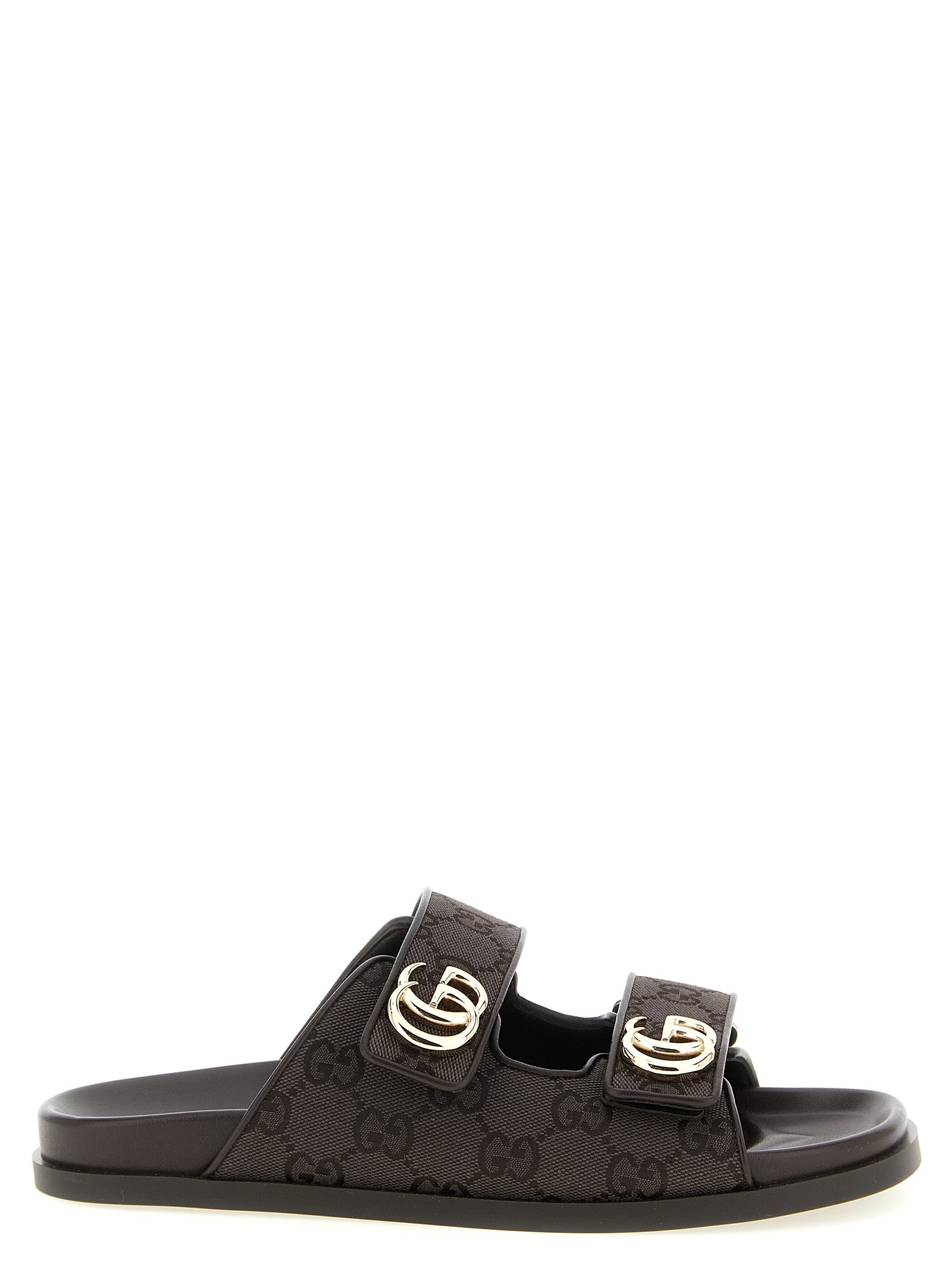 Gucci Brown Doppia G Cotton Slides
