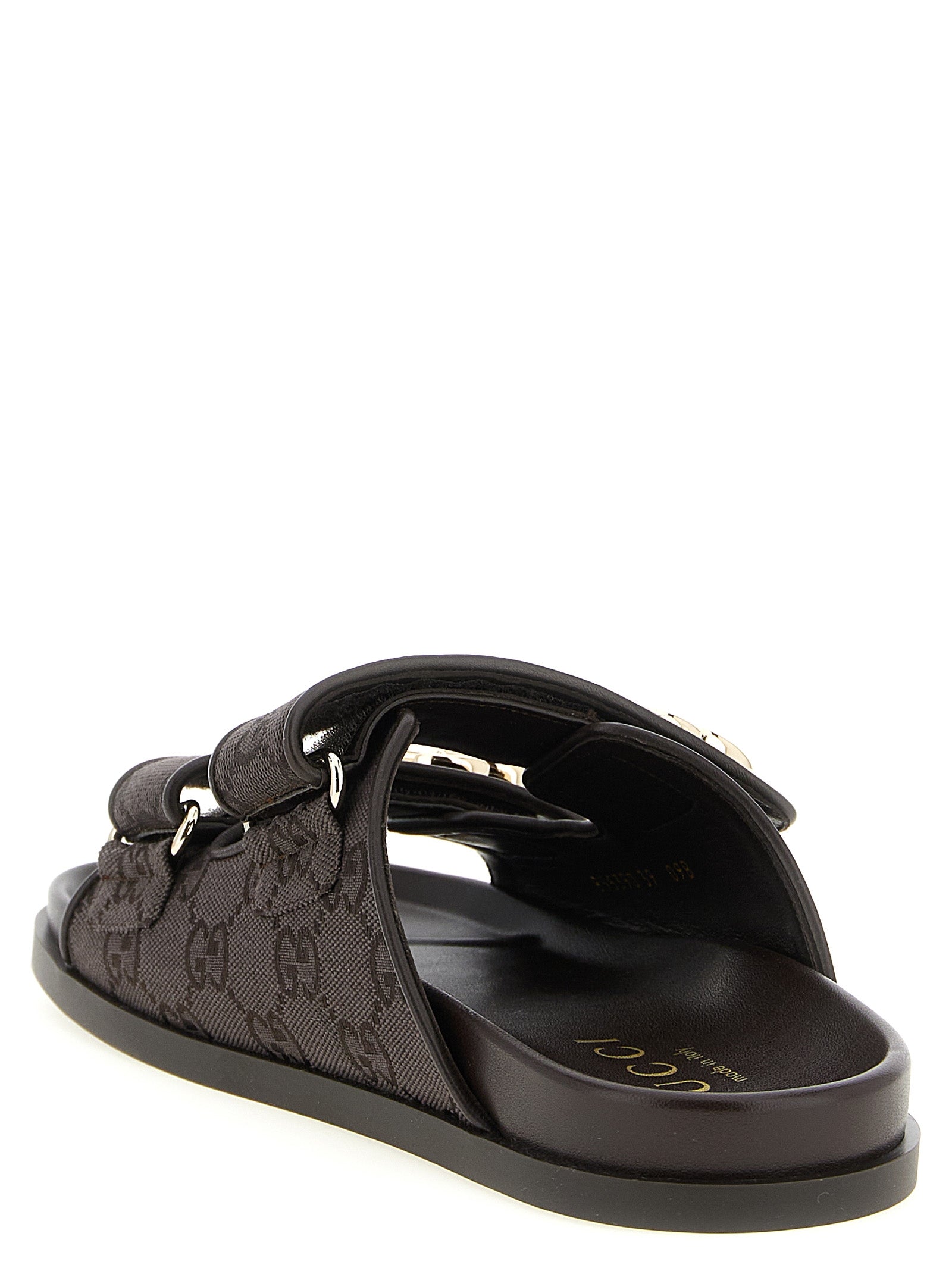 Gucci Brown Doppia G Cotton Slides