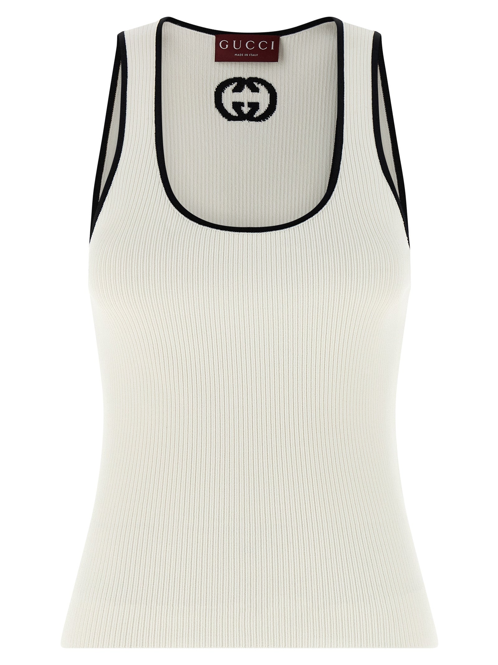 Gucci White Black Viscose Tank Top