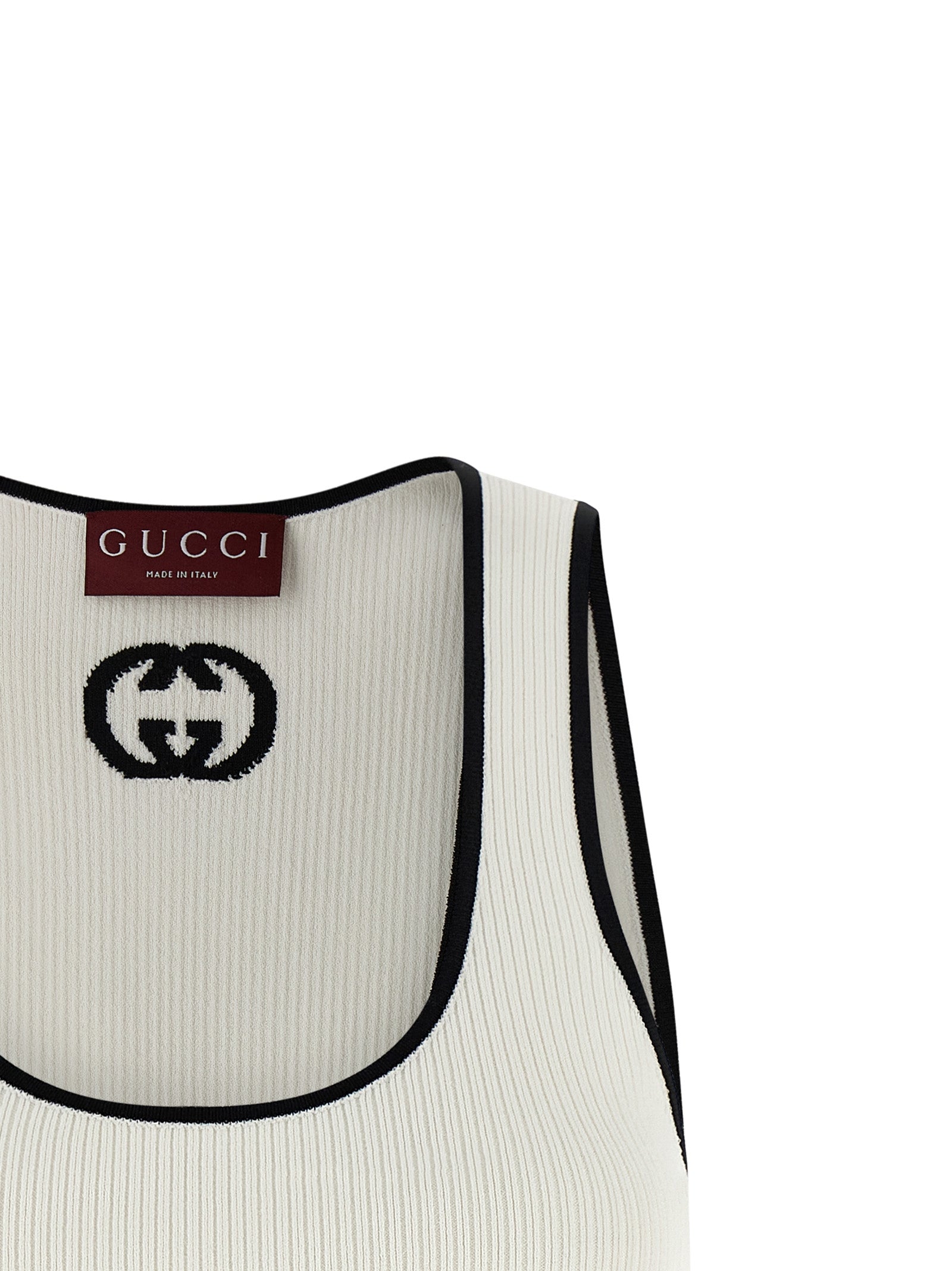 Gucci White Black Viscose Tank Top