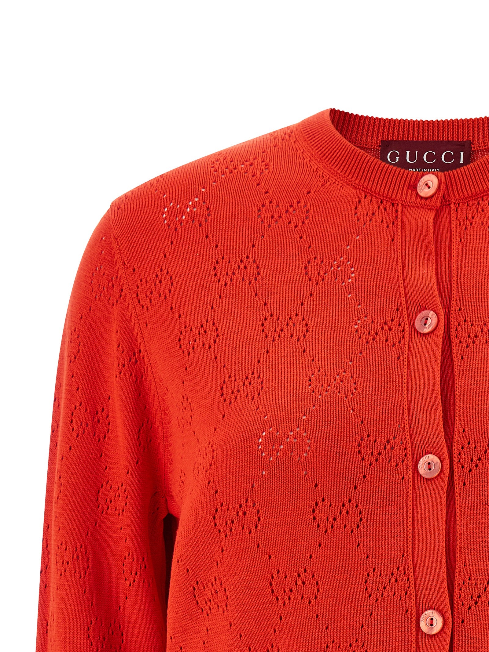 Gucci Red Cotton Silk Cardigan