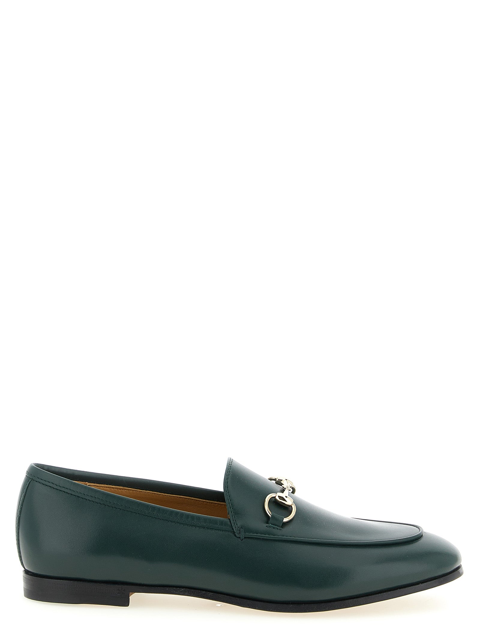 Gucci Green Jordaan Slip-On Loafers Calf Leather
