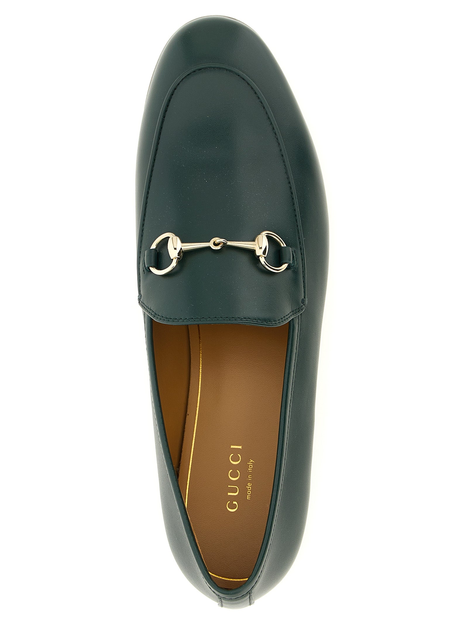 Gucci Green Jordaan Slip-On Loafers Calf Leather