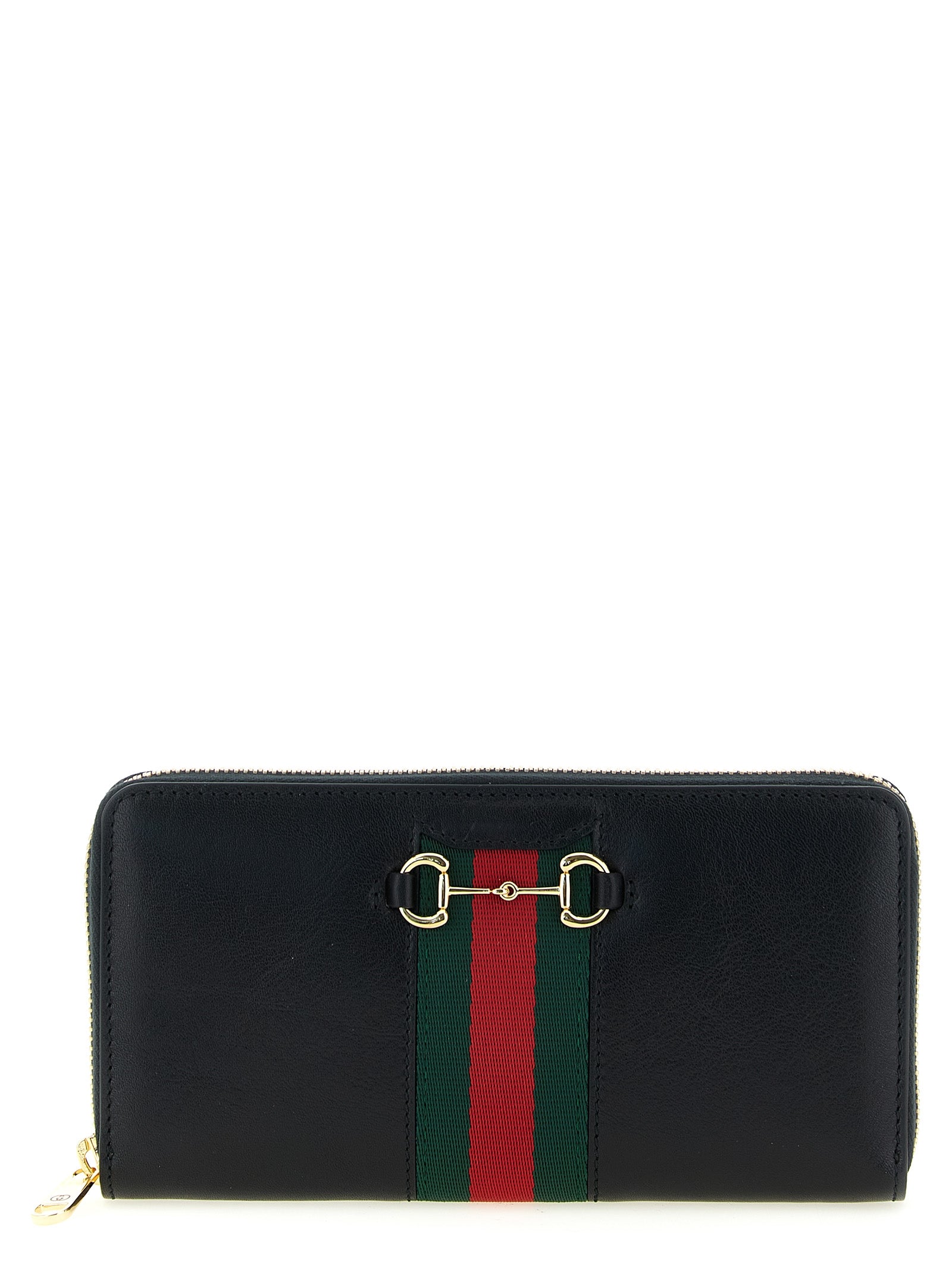 Gucci Black Horsebit Web Leather Cardholder