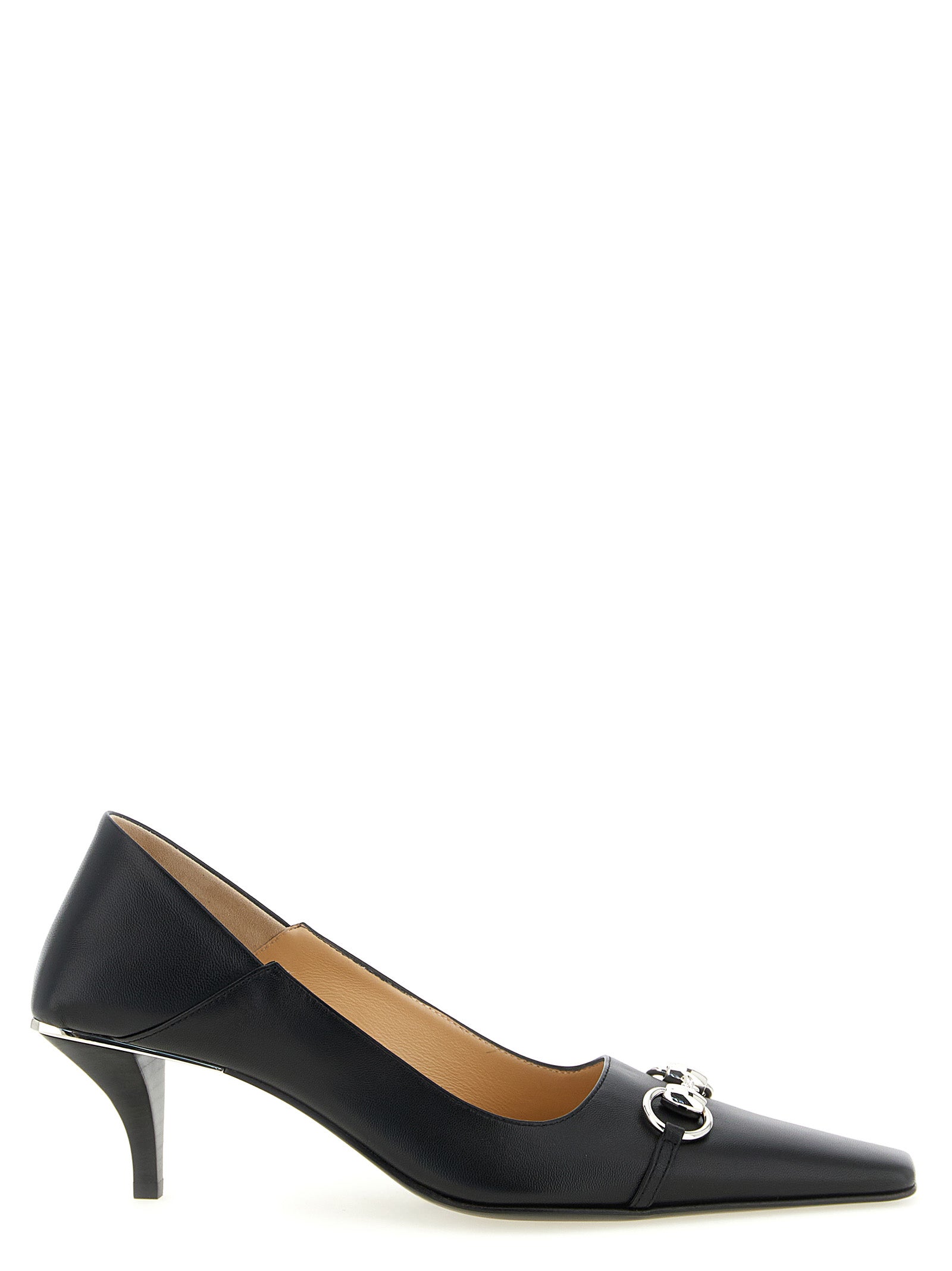 Gucci Black Nappa Vittoria Lambskin Mid Heel Pumps